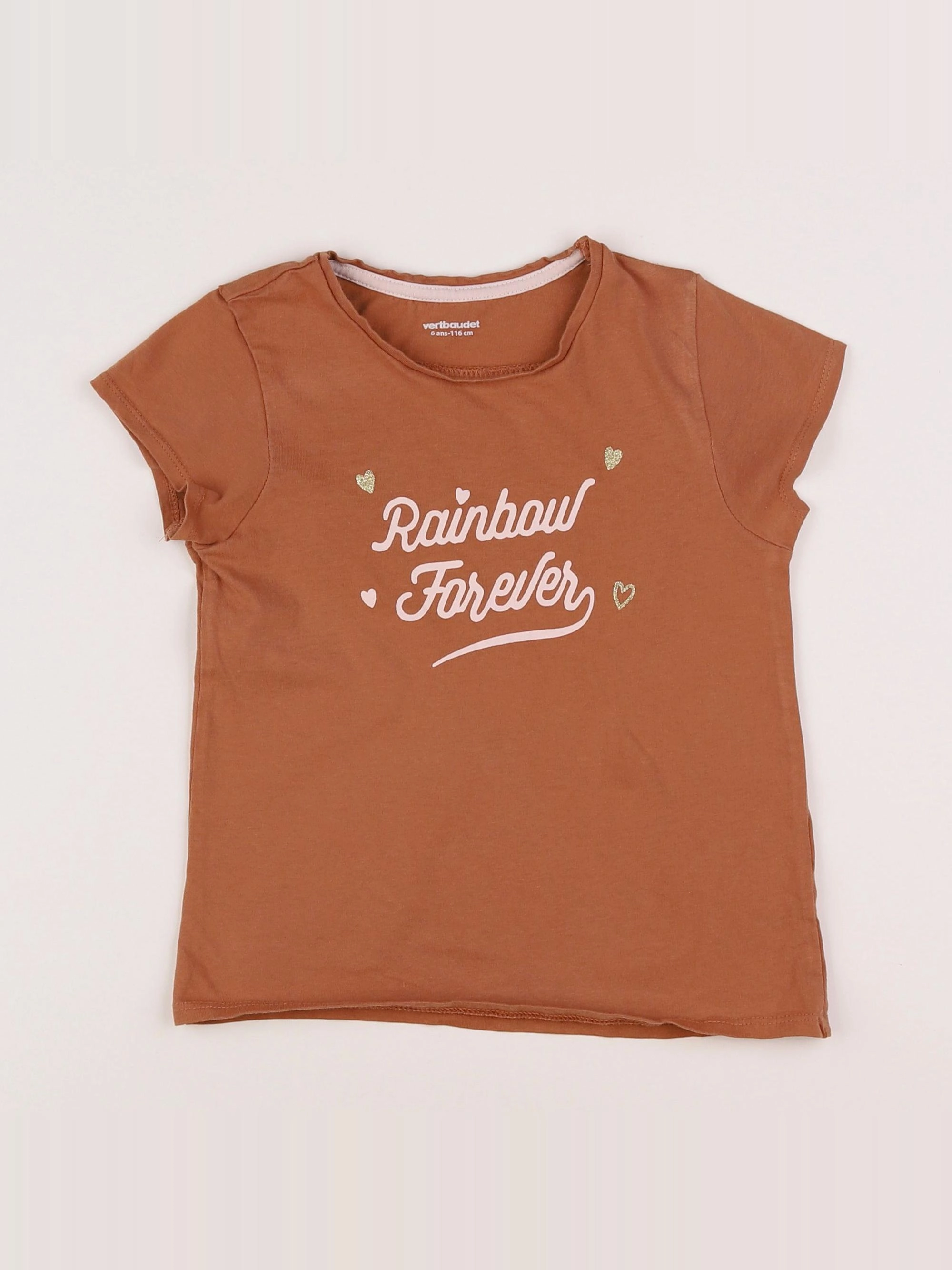 Vertbaudet - tee-shirt marron - 6 ans