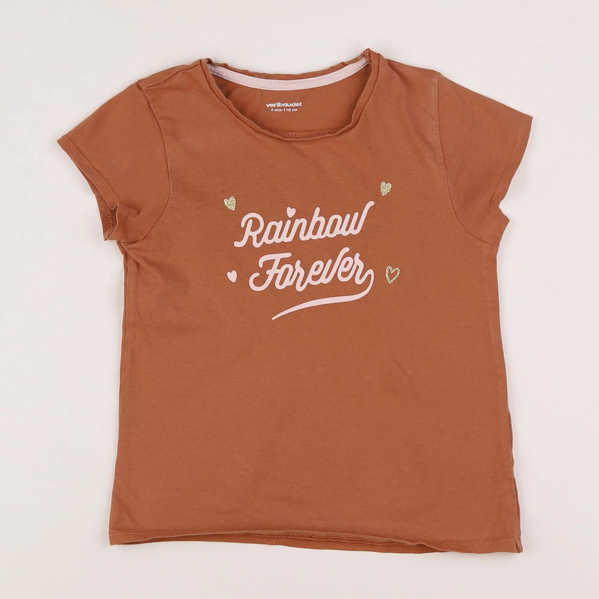 Vertbaudet - tee-shirt marron - 6 ans
