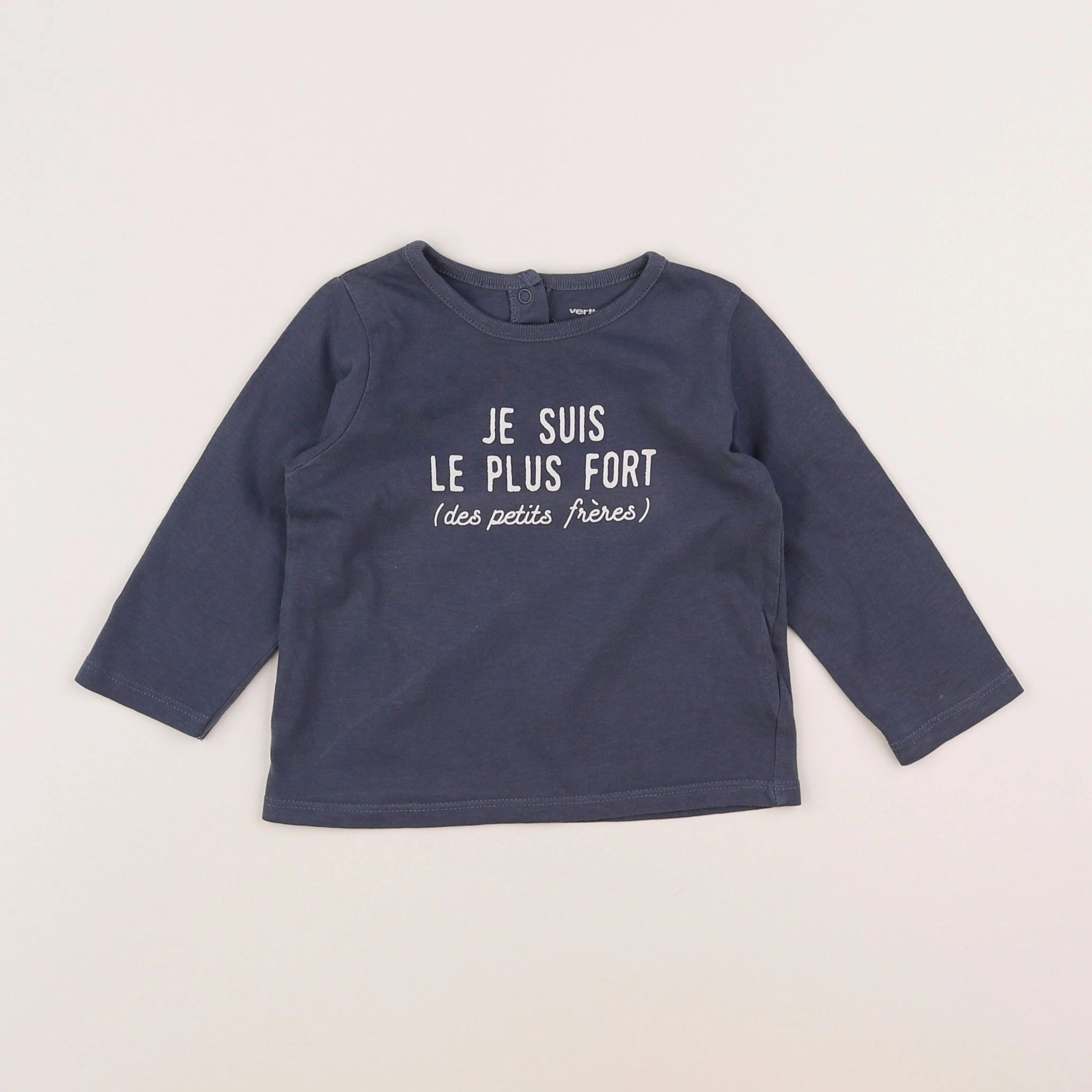 Vertbaudet - tee-shirt bleu - 12 mois