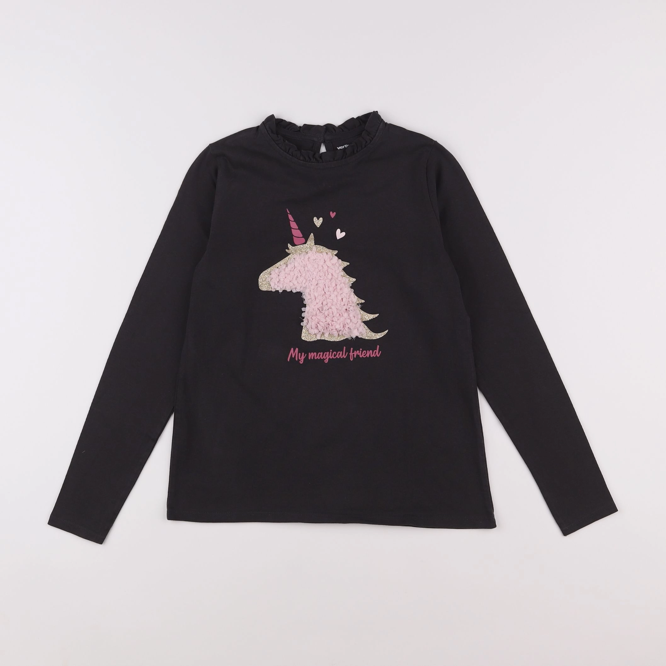 Vertbaudet - tee-shirt gris, rose - 10 ans