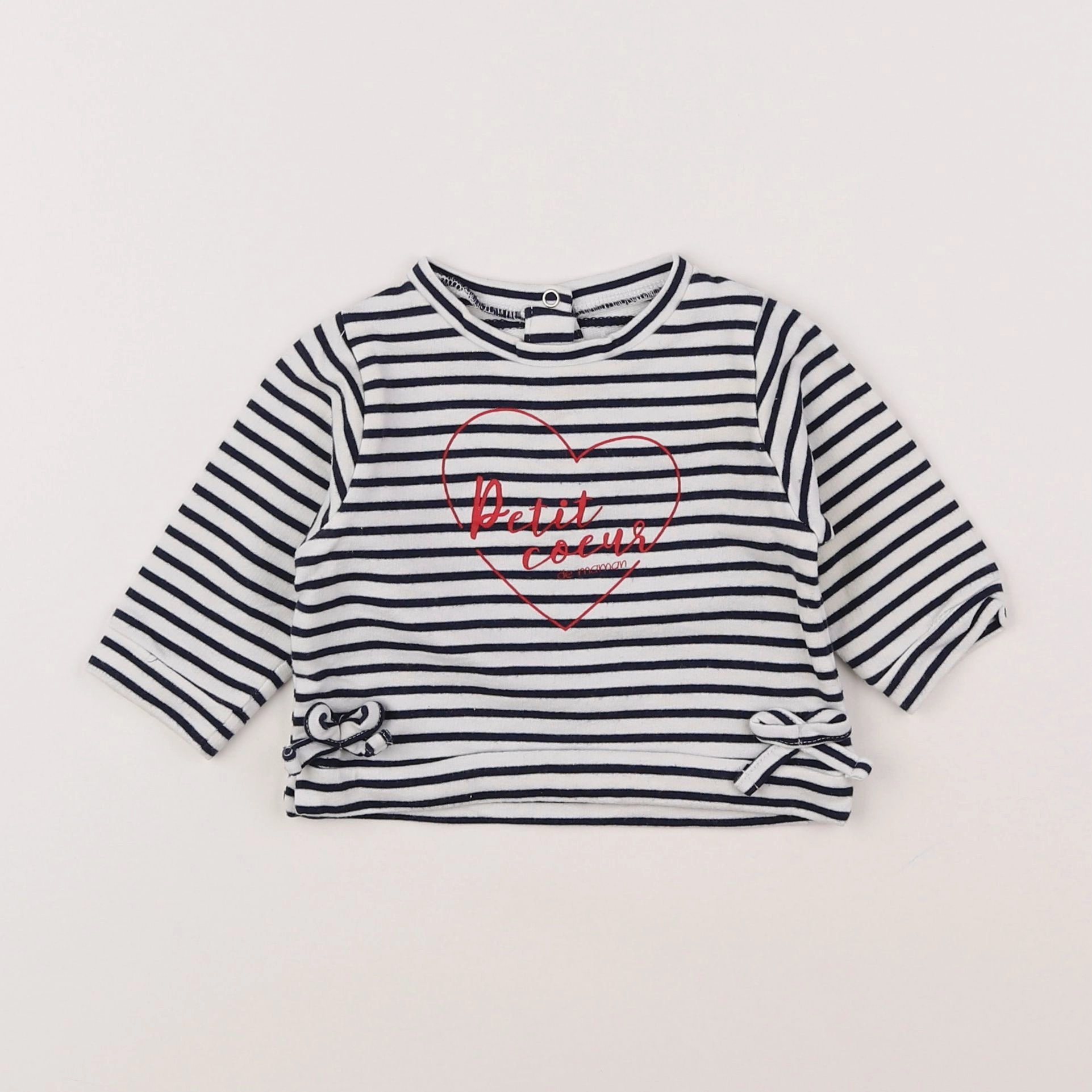 Vertbaudet - sweat bleu, blanc - 3 mois