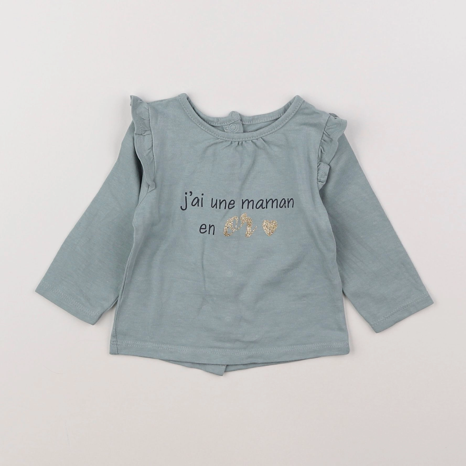 Vertbaudet - tee-shirt or, bleu - 3 mois