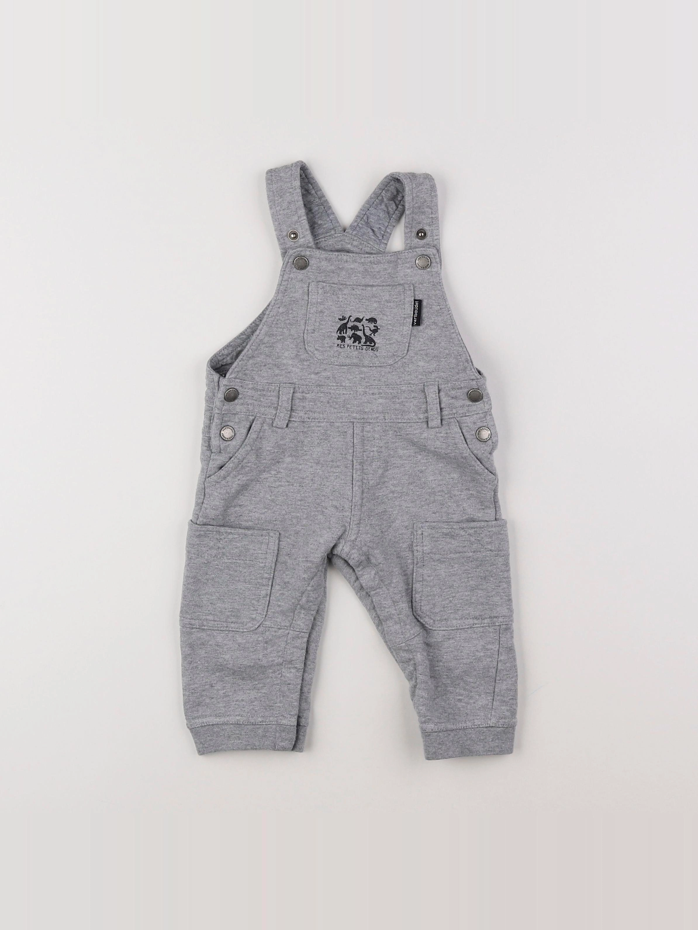 Vertbaudet - salopette gris - 6/9 mois