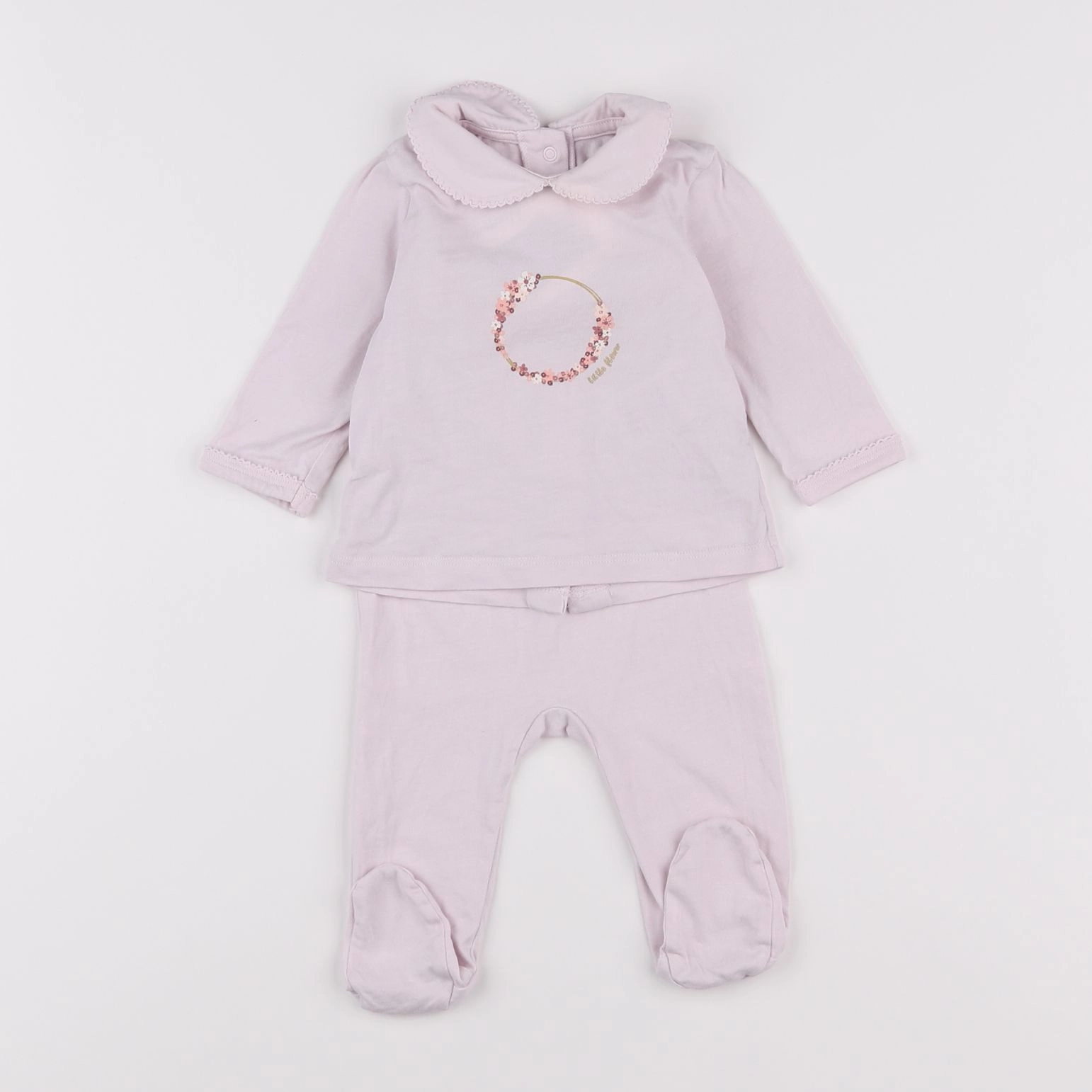Vertbaudet - pyjama coton violet - 3 mois