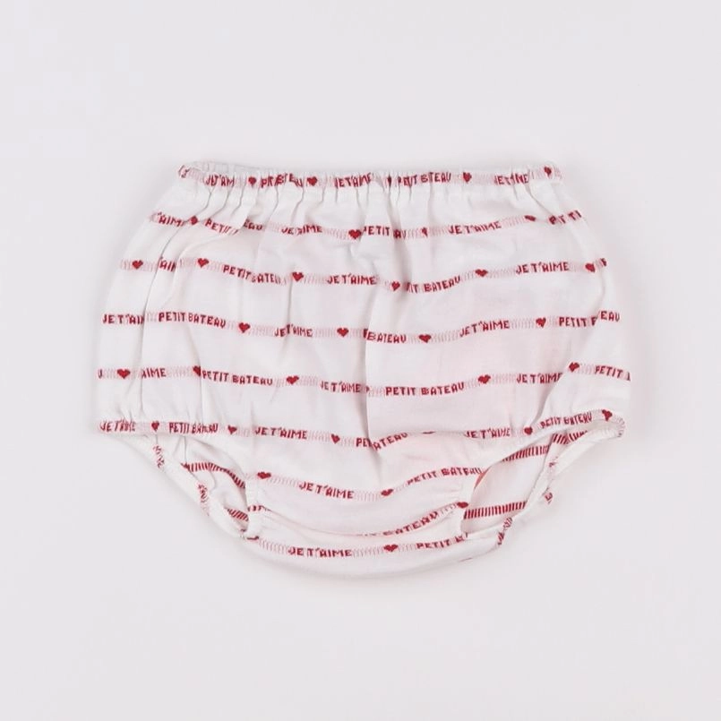 Petit Bateau - bloomer blanc, rouge - 1 mois