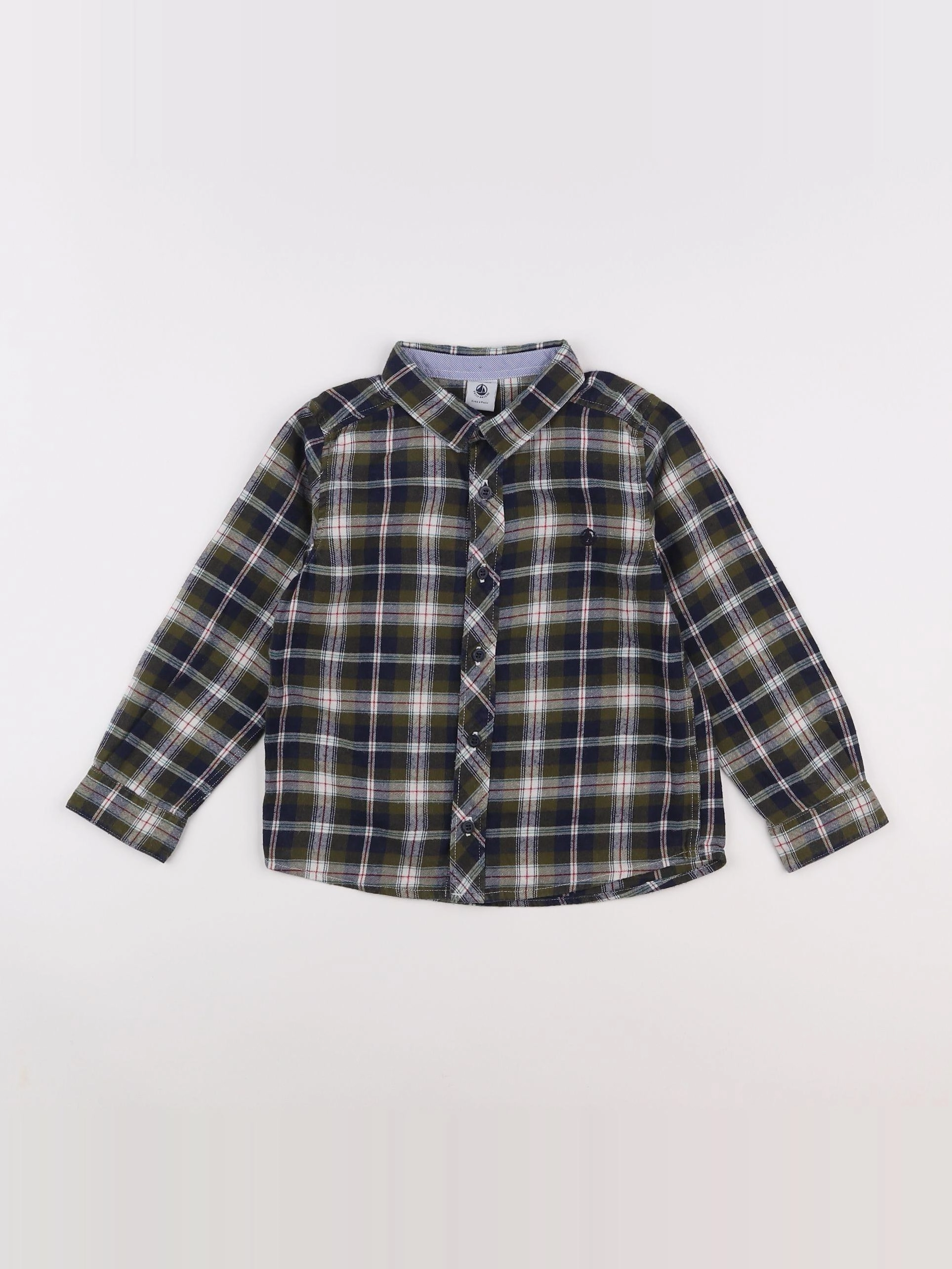 Petit Bateau - chemise vert, bleu - 6 ans