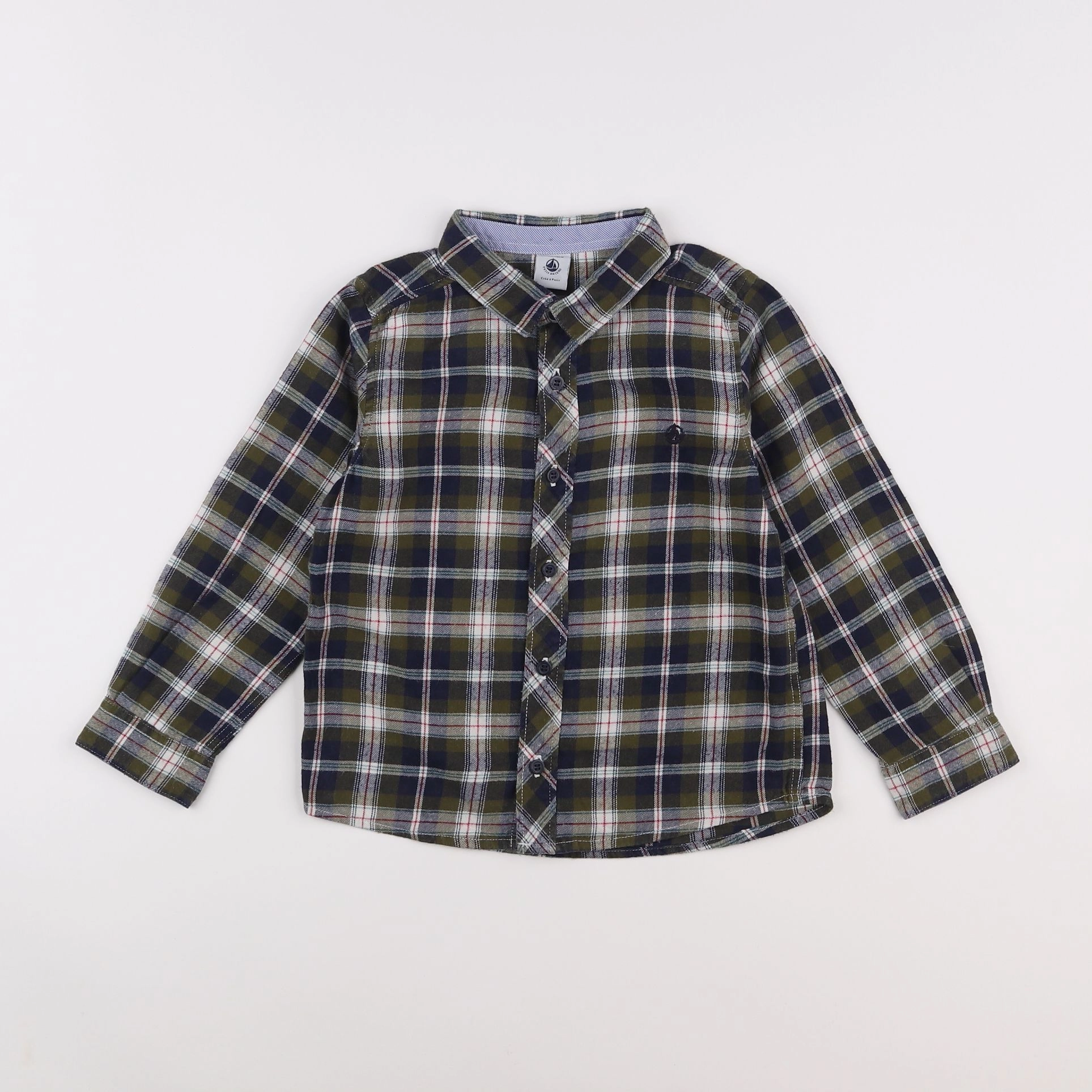 Petit Bateau - chemise vert, bleu - 6 ans