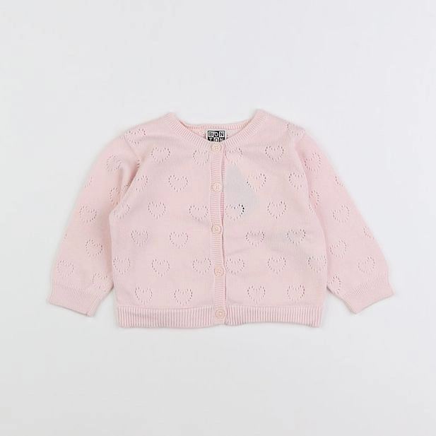 Bonton - gilet rose - 12 mois