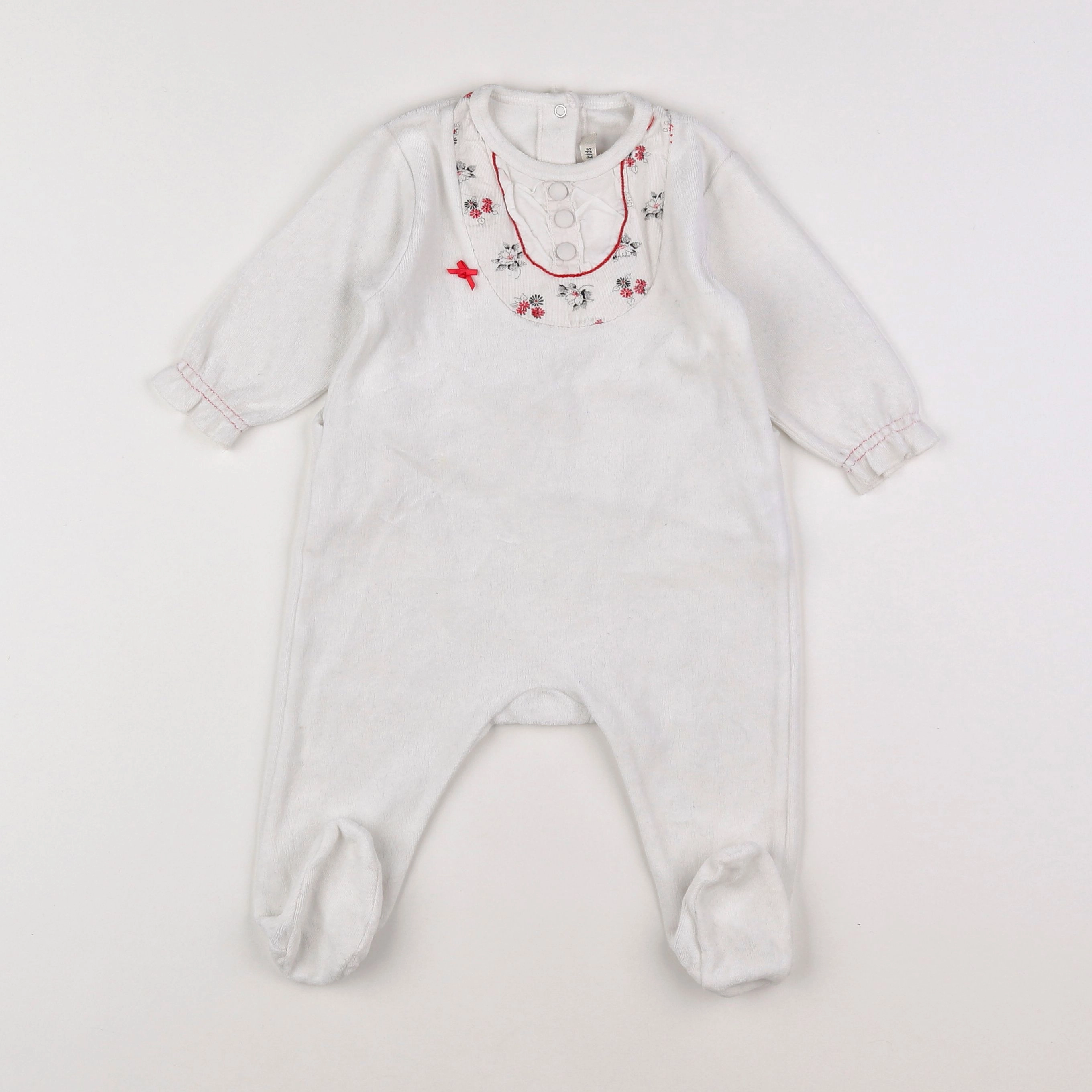 Kenzo - pyjama velours blanc, rouge - 9 mois