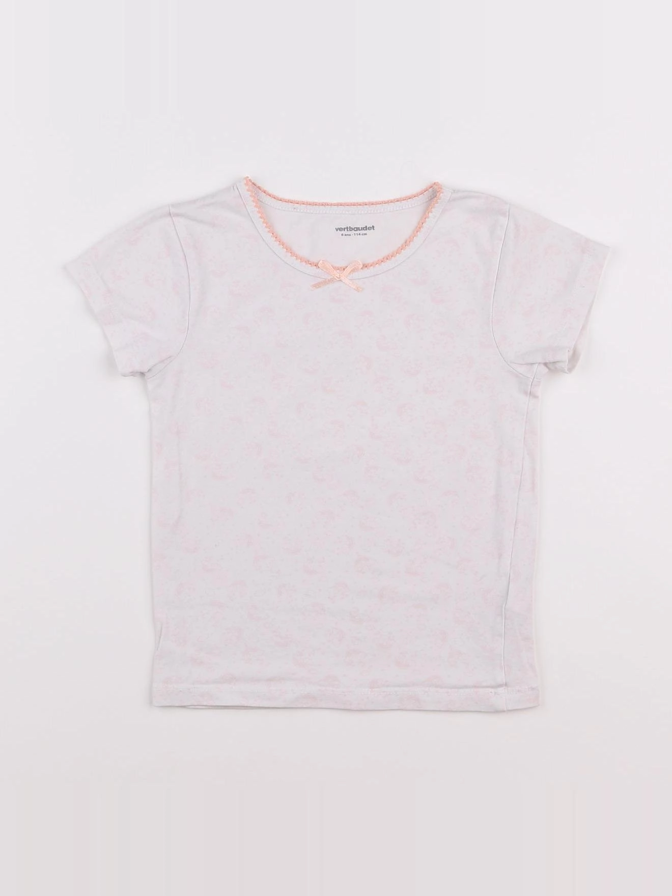 Vertbaudet - maillot de corps blanc, rose - 6 ans