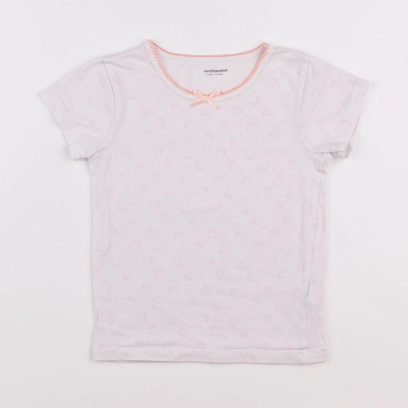 Vertbaudet - maillot de corps blanc, rose - 6 ans