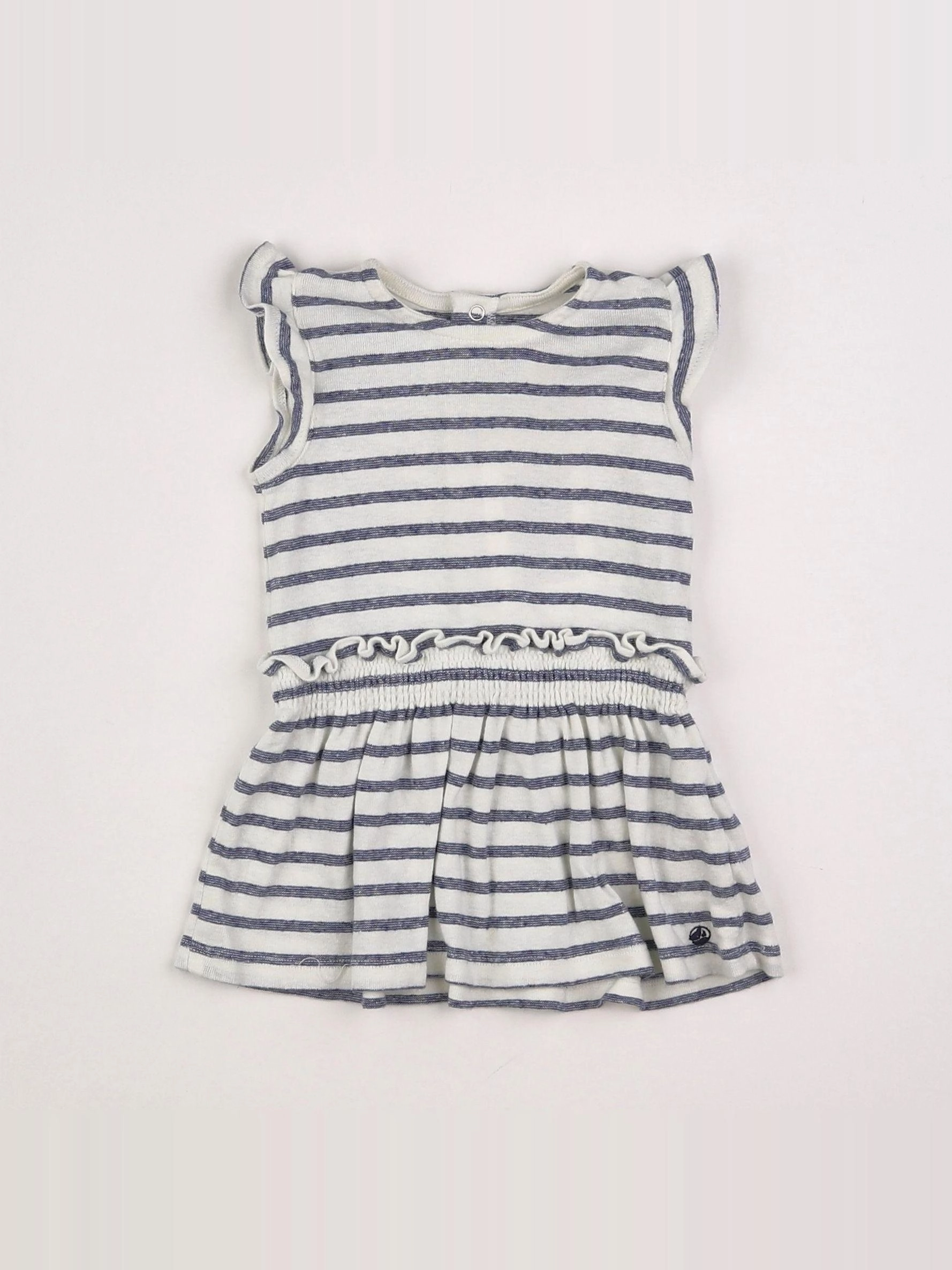 Petit Bateau - robe bleu, blanc - 6 mois