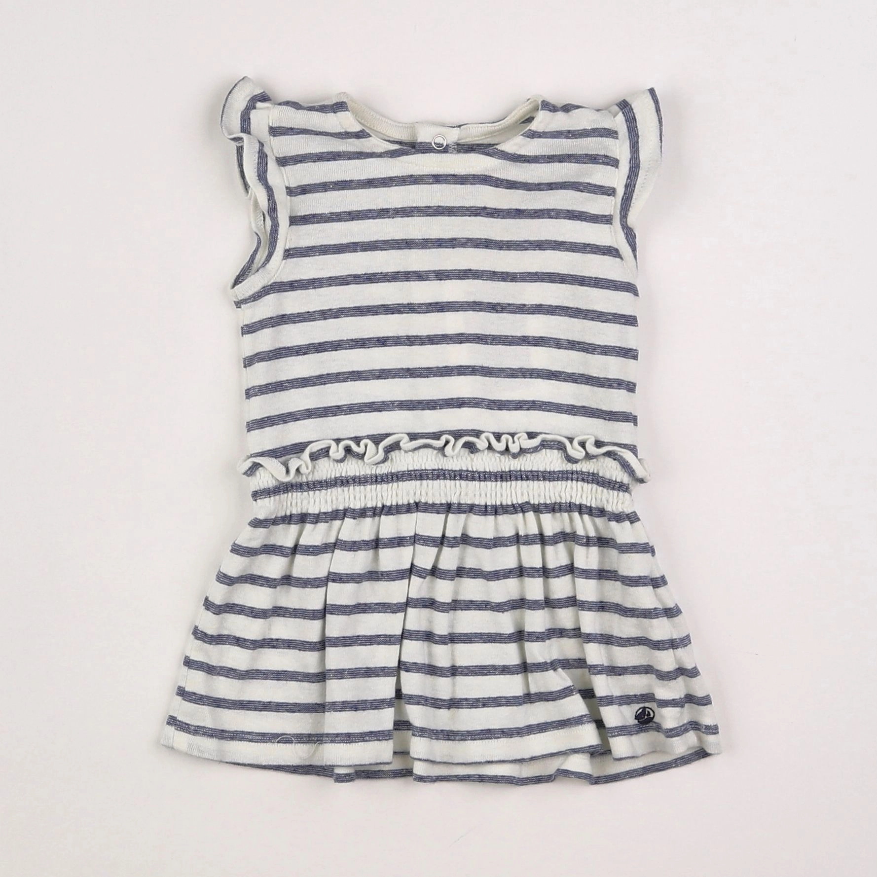 Petit Bateau - robe bleu, blanc - 6 mois