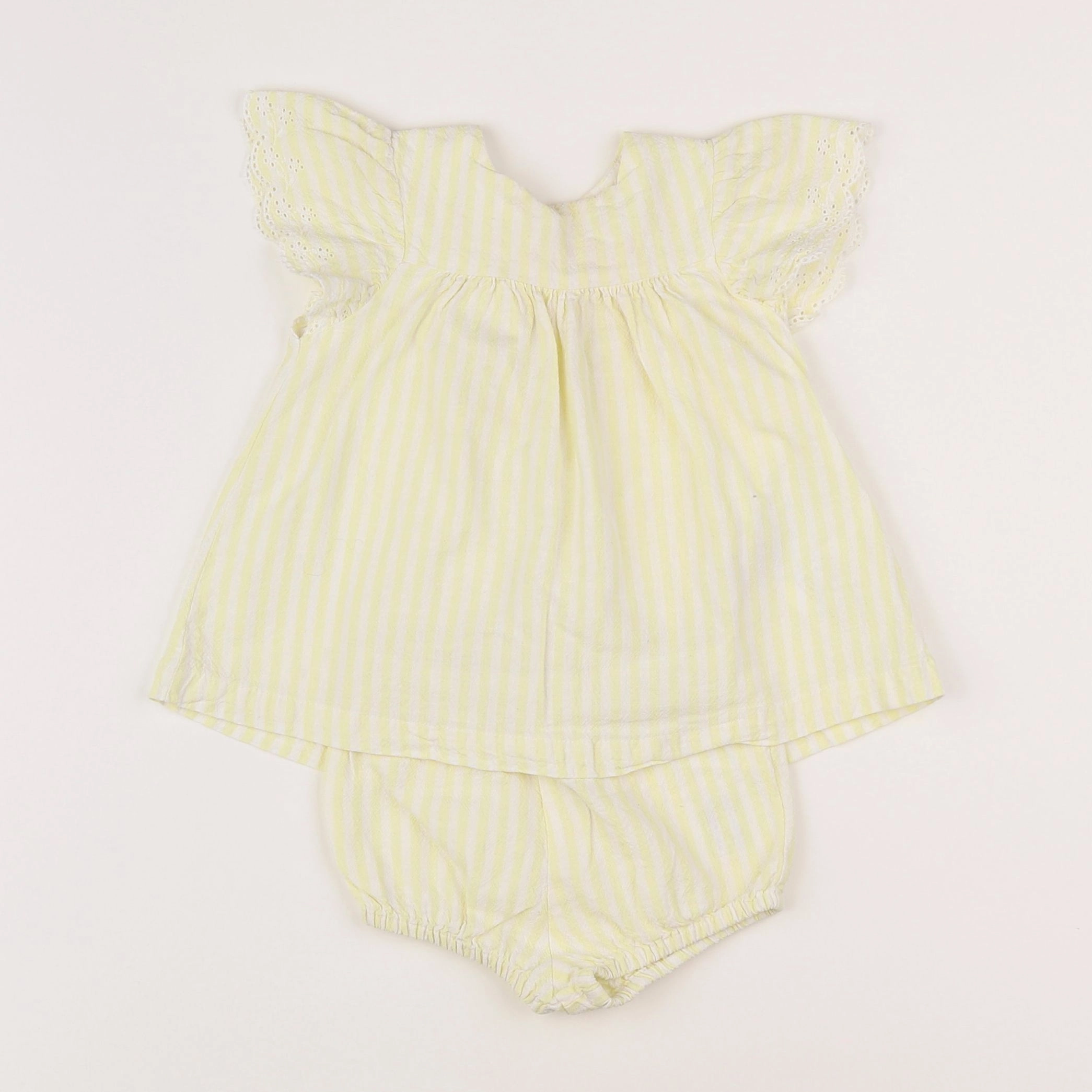 Vertbaudet - robe blanc, jaune - 3 mois