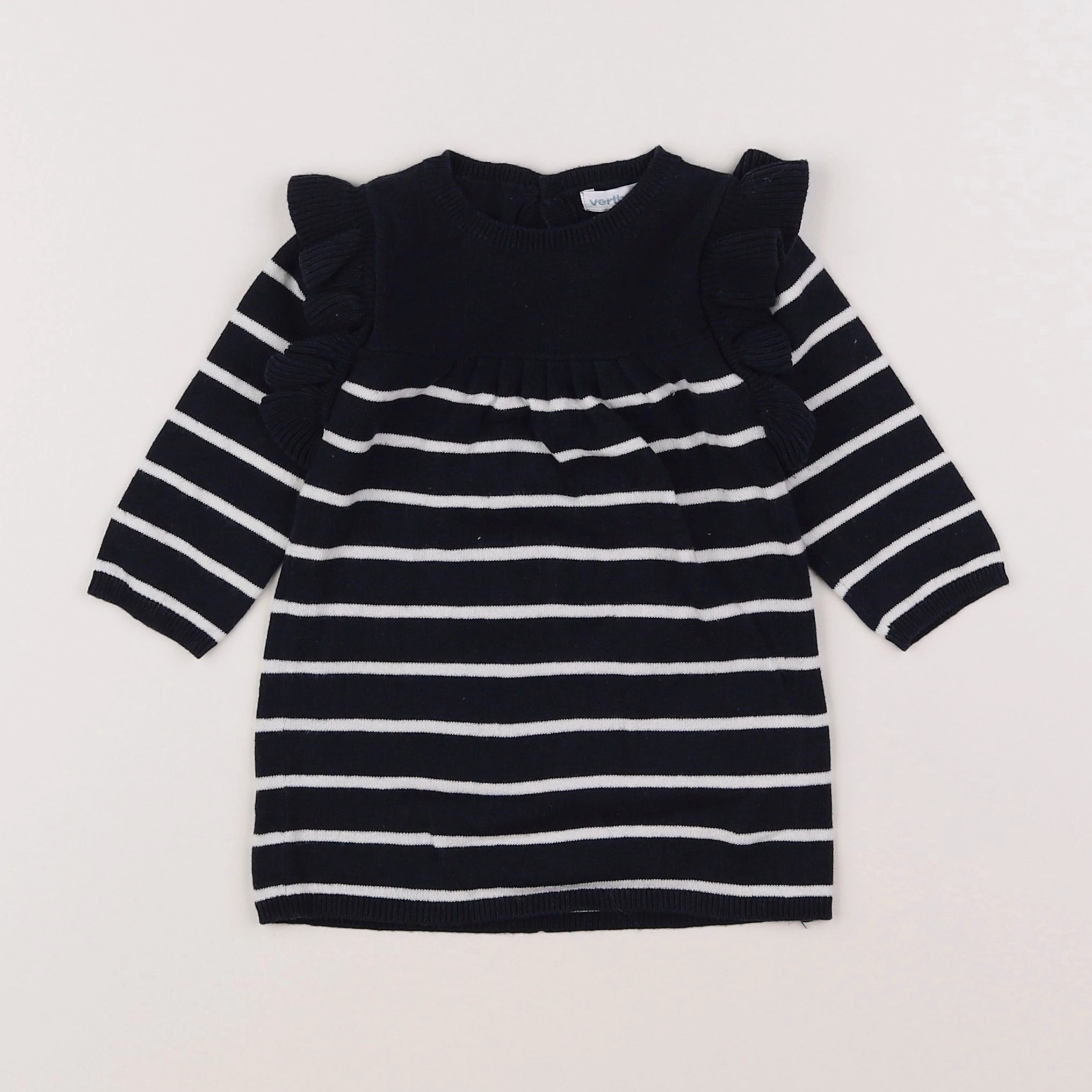 Vertbaudet - robe bleu, blanc - 6 mois