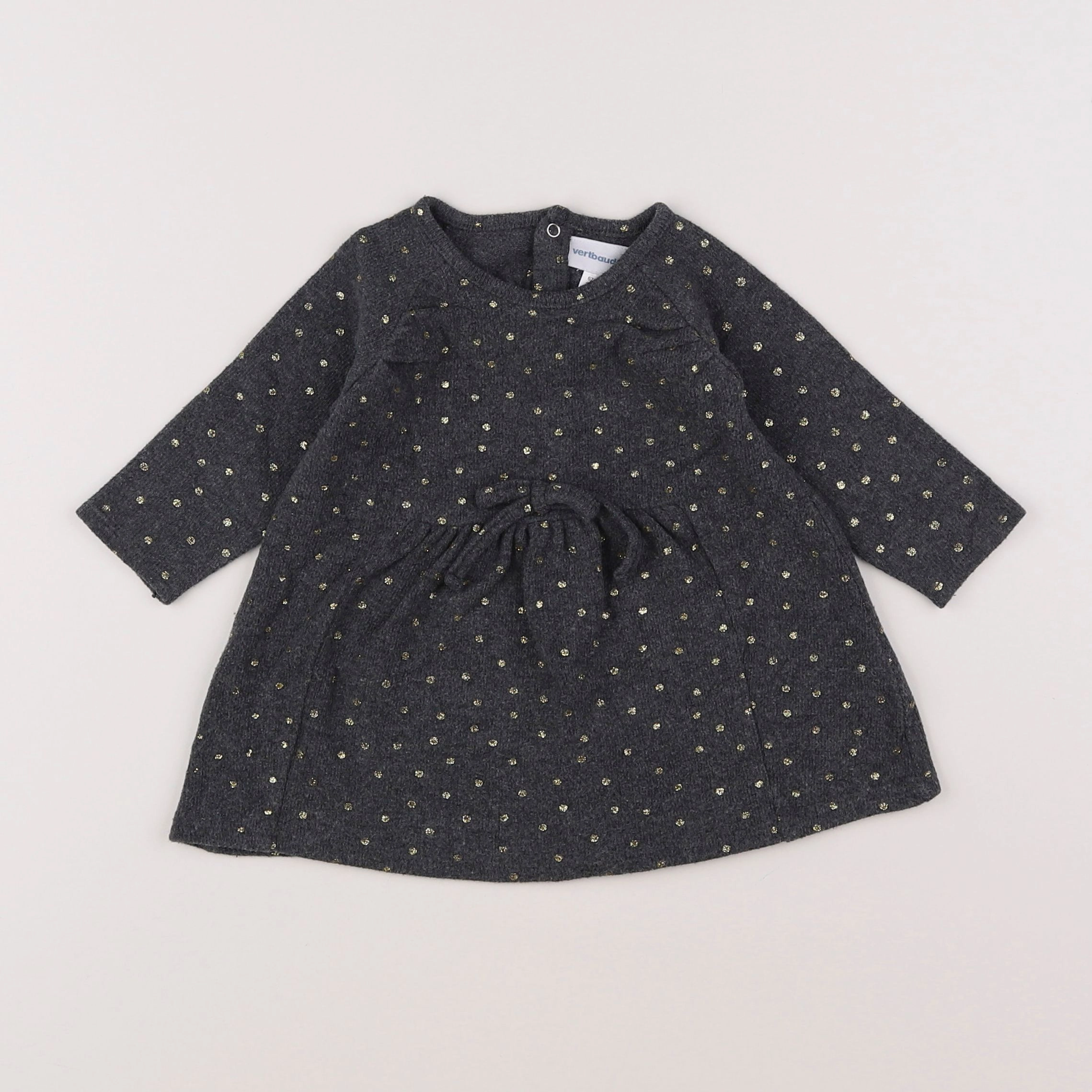 Vertbaudet - robe gris, or - 6 mois