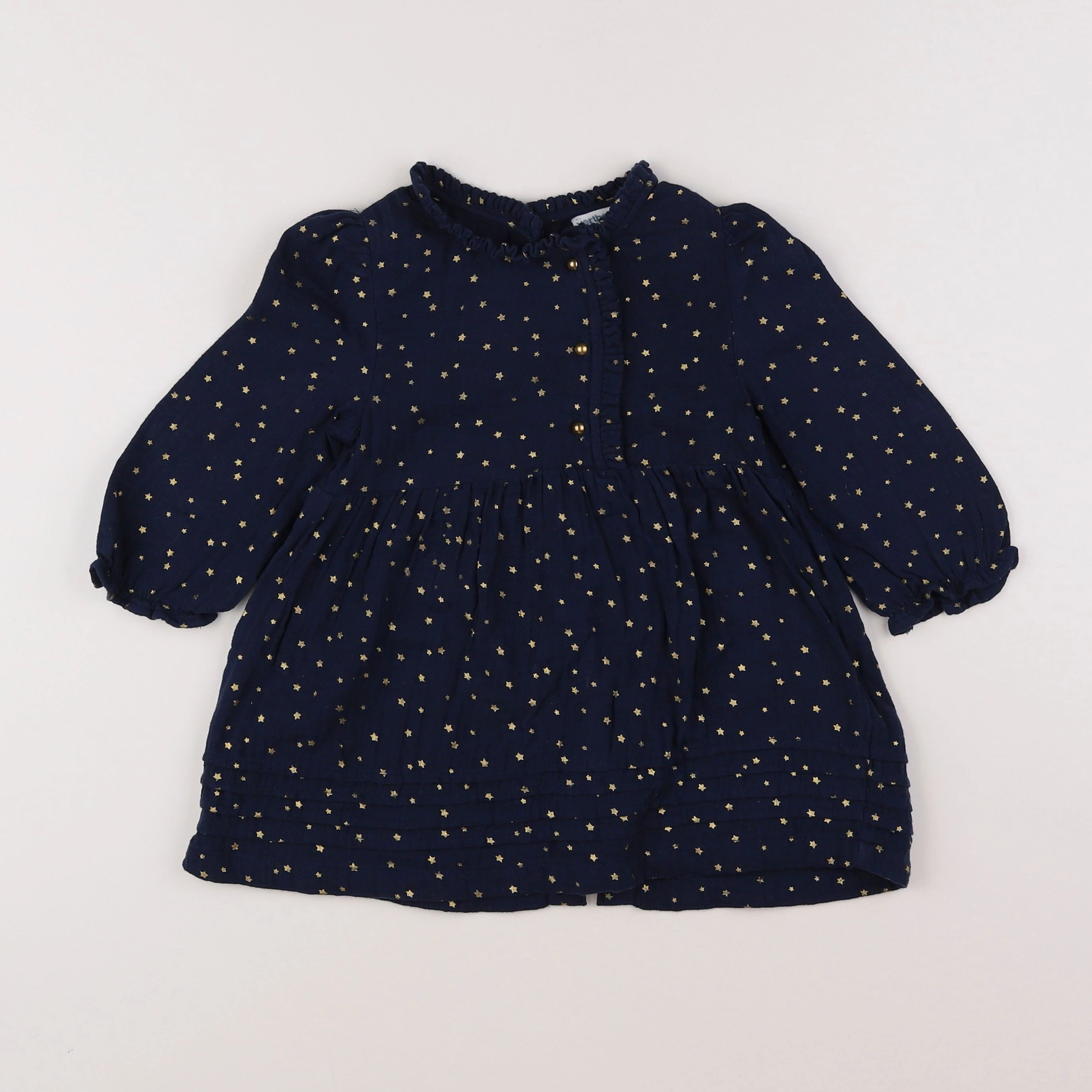 Vertbaudet - robe bleu, or - 2 ans