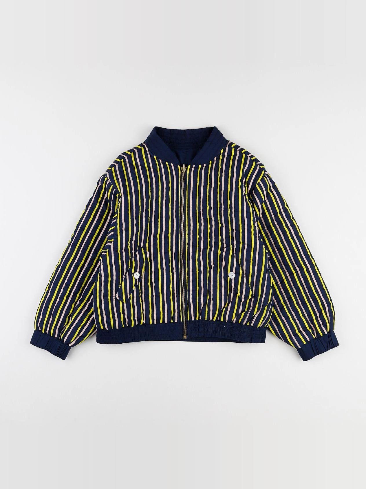Holi & Love - veste bomber réversible jaune, bleu, rose - 8/9 ans