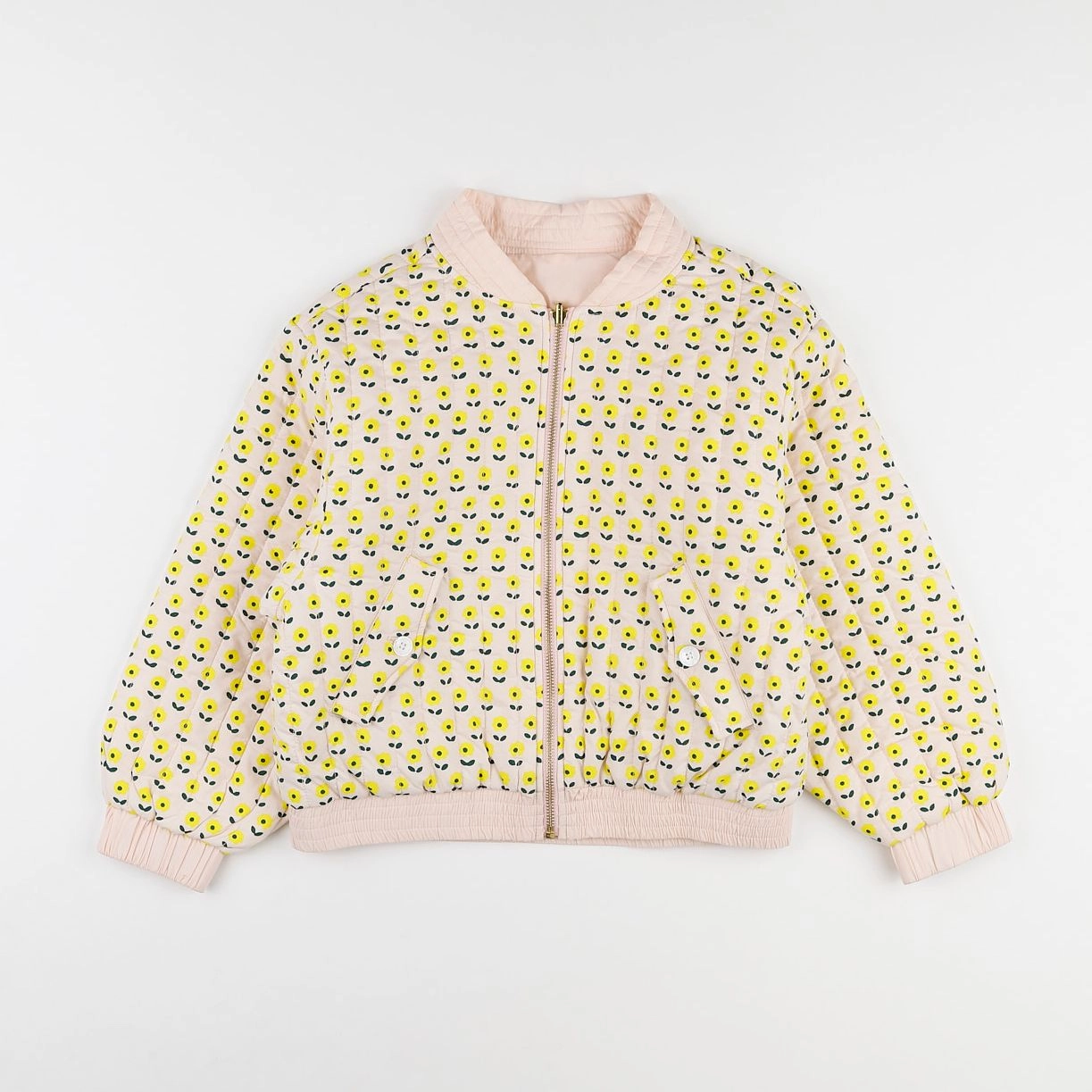 Holi & Love - veste bomber réversible jaune, rose - 8/9 ans