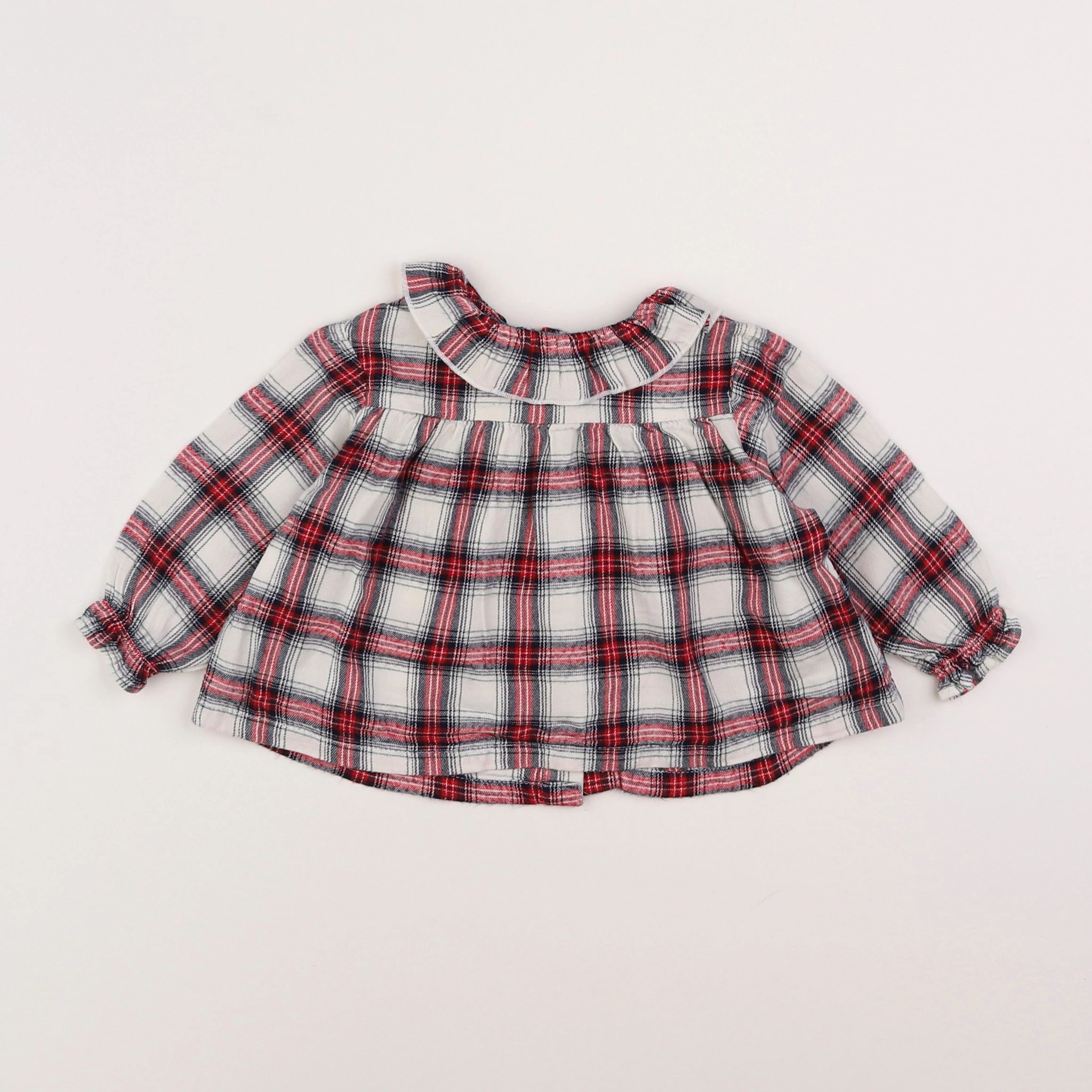Vertbaudet - blouse blanc, rouge - 6 mois
