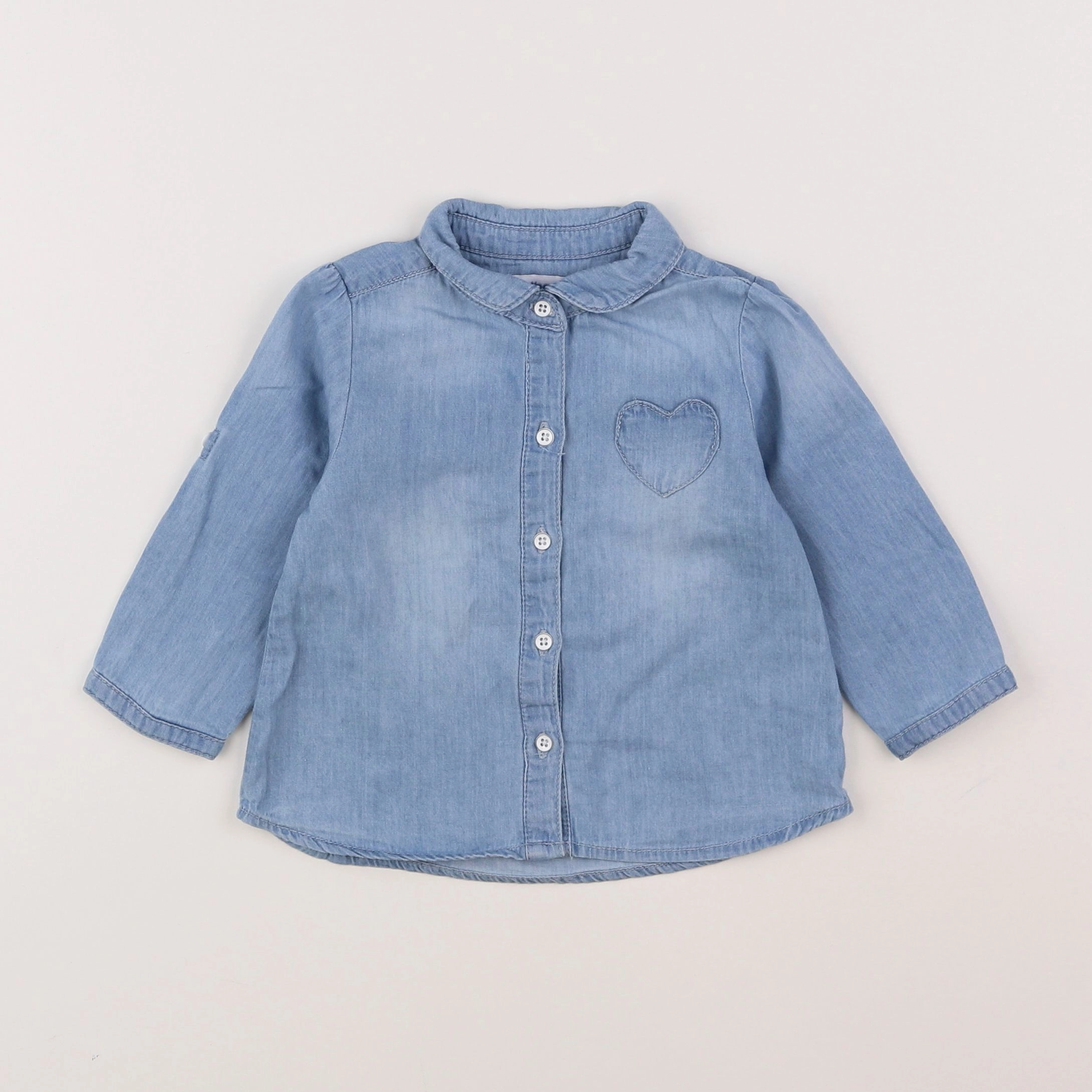 Vertbaudet - chemise bleu - 9 mois