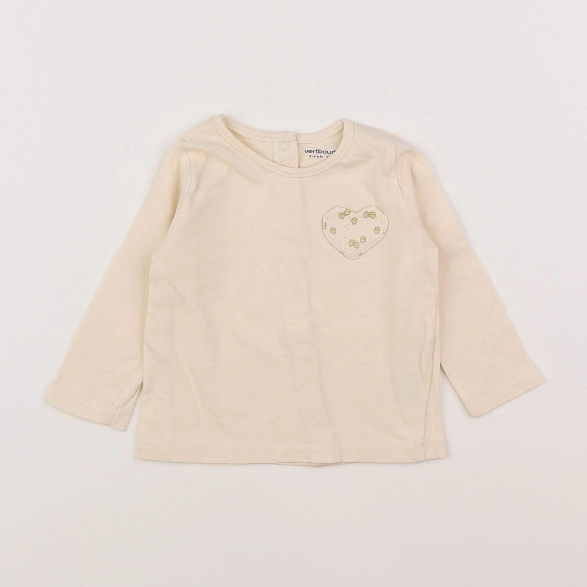 Vertbaudet - tee-shirt beige - 9 mois