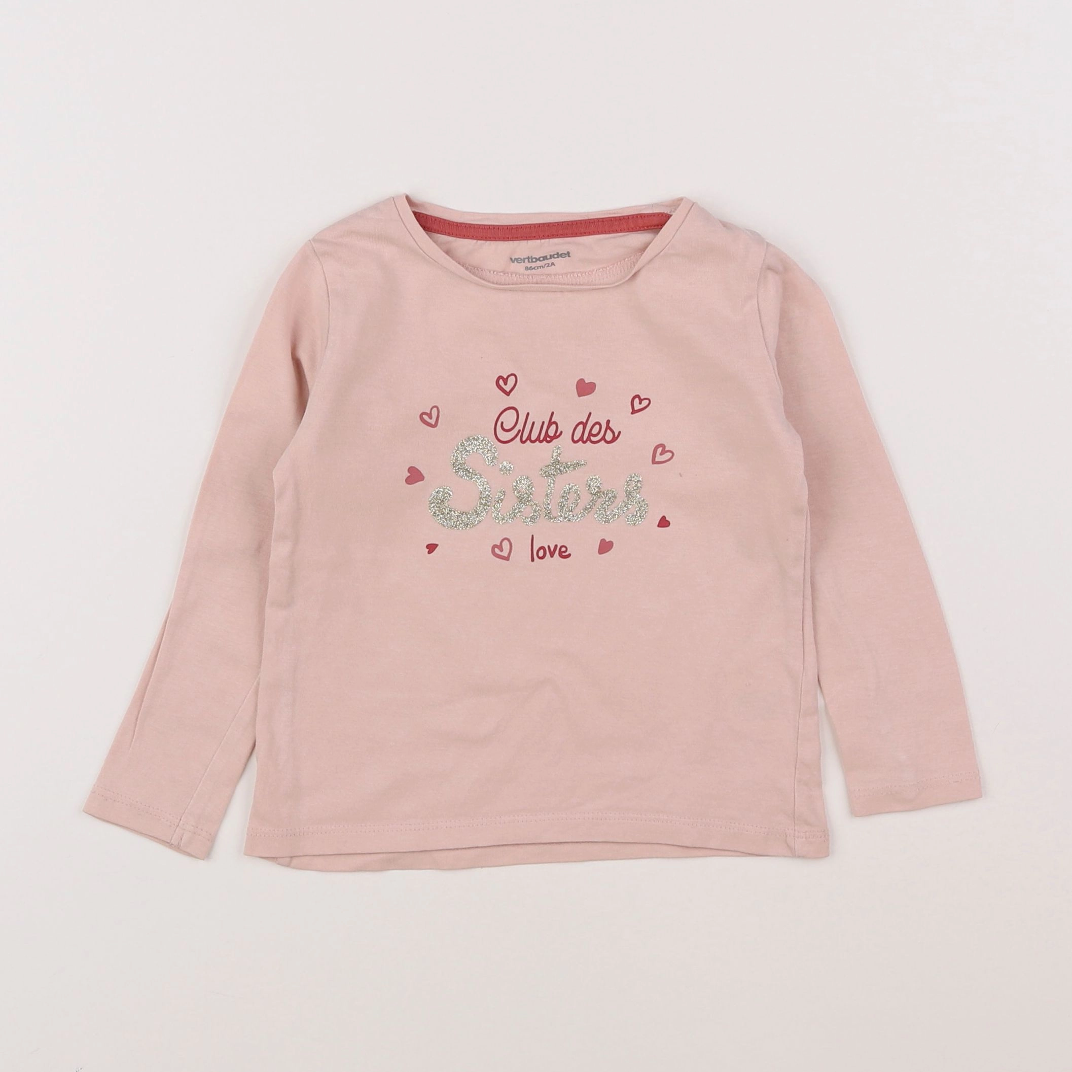 Vertbaudet - tee-shirt rose, or - 2 ans