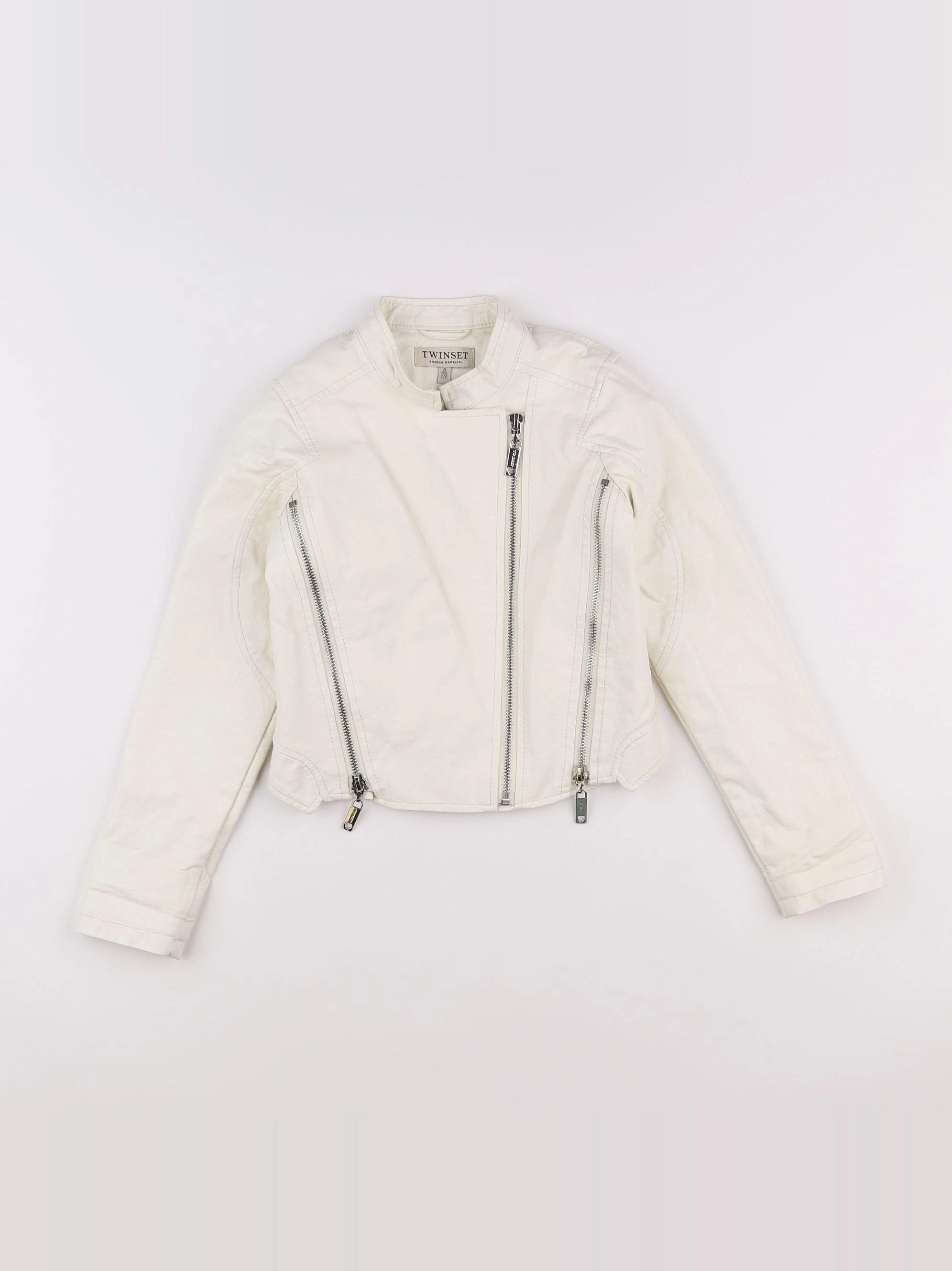 Twinset - veste simili cuir blanc - 8 ans