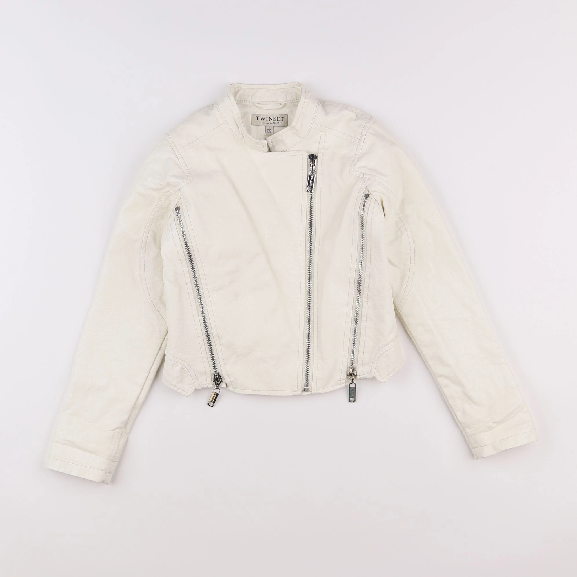 Twinset - veste simili cuir blanc - 8 ans