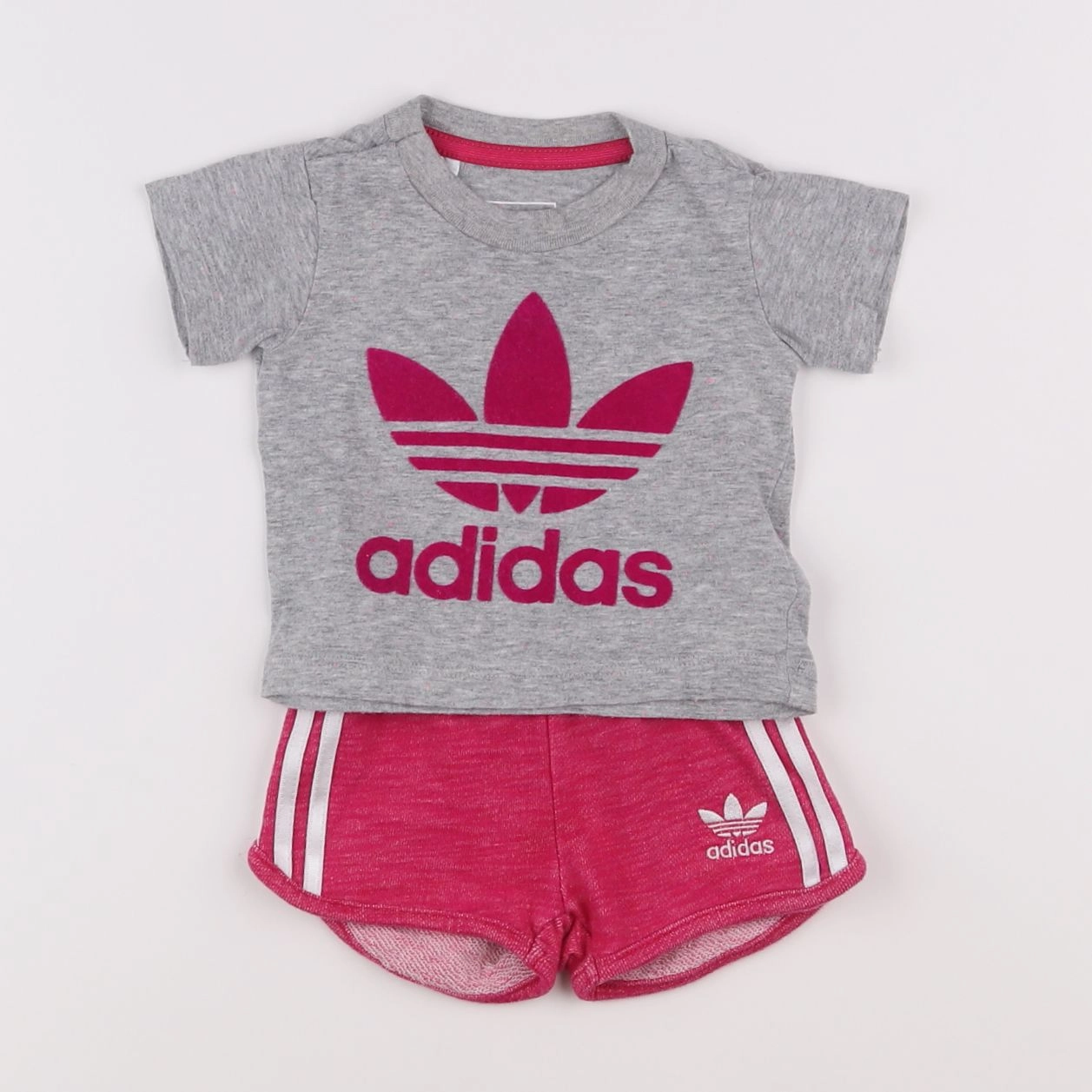 Adidas - ensemble gris, rose - 0/3 mois