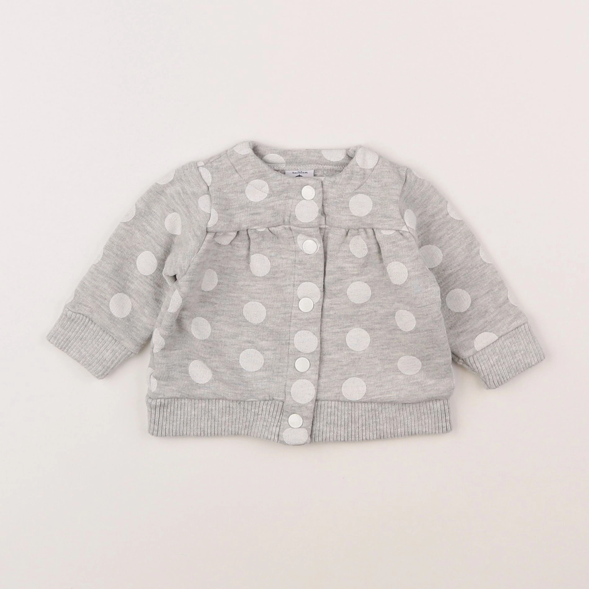 Petit Bateau - sweat blanc, gris - 3 mois