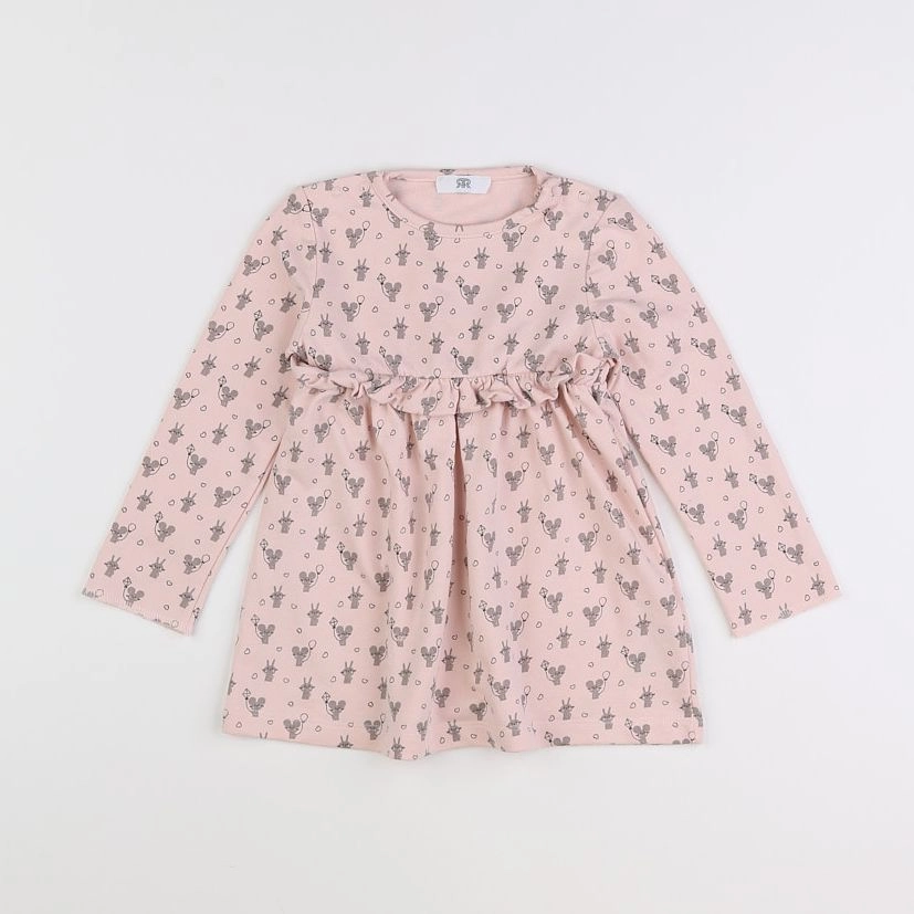 La Redoute - robe rose, gris - 2 ans