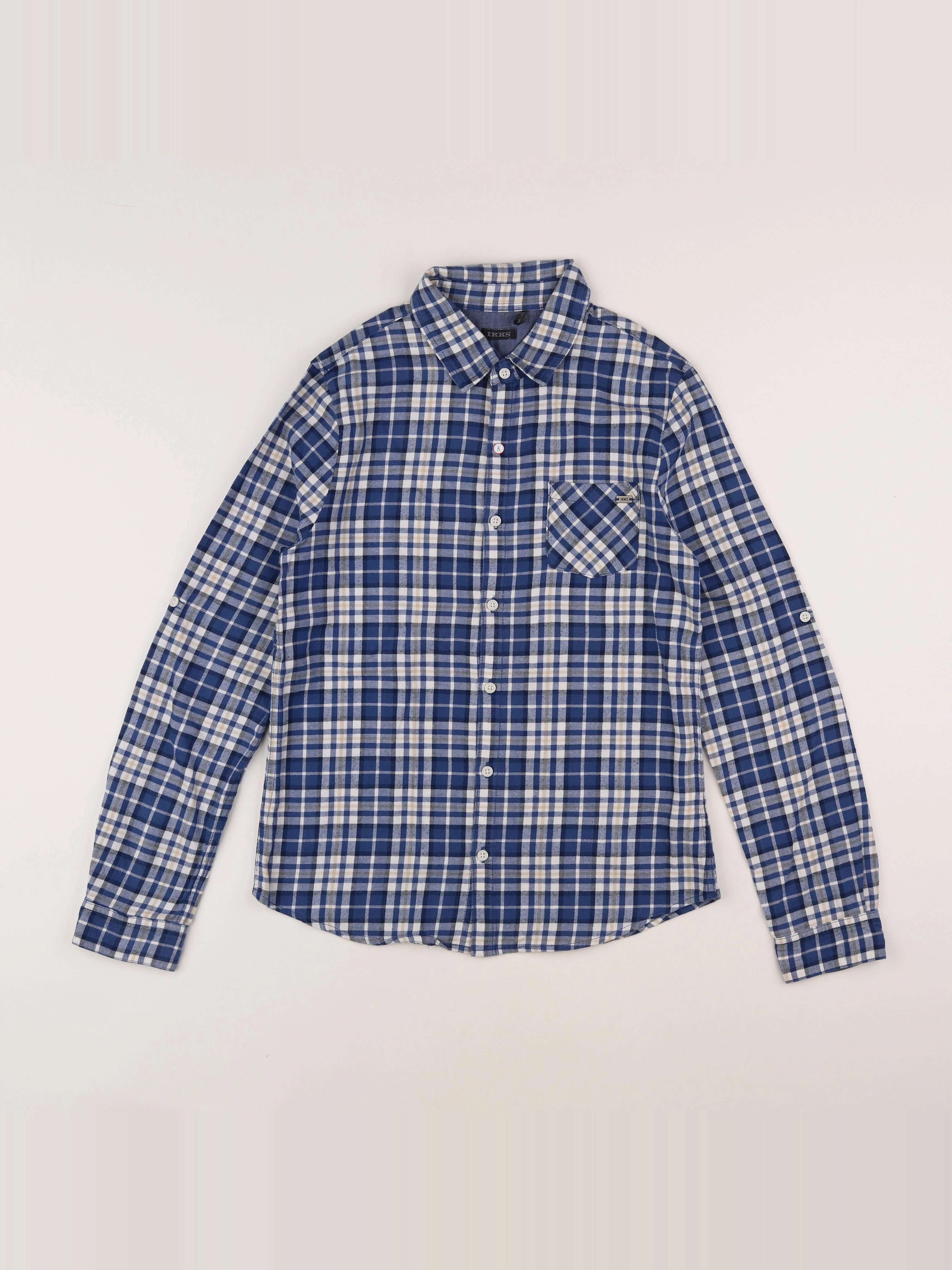 IKKS - chemise bleu, blanc - 12 ans