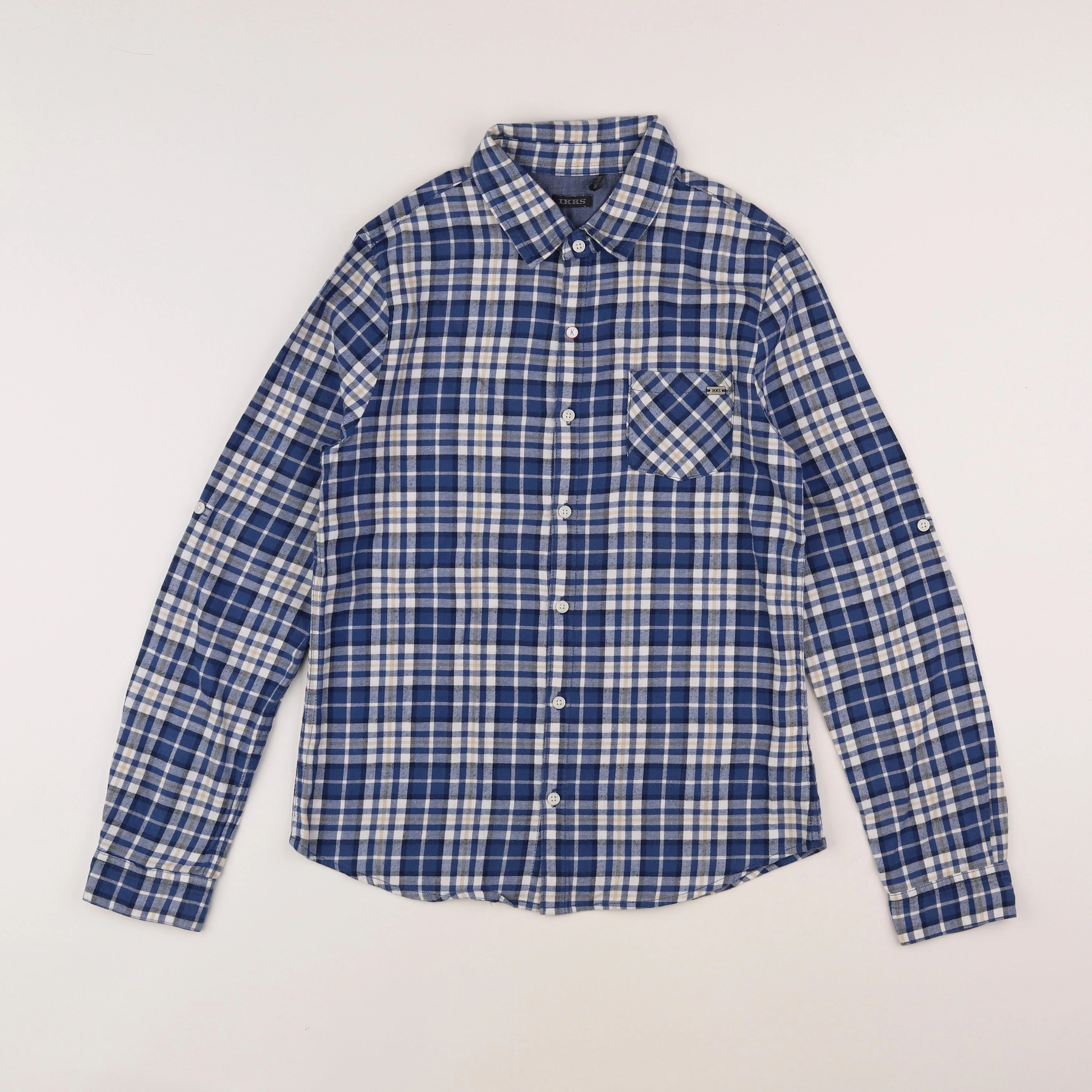 IKKS - chemise bleu, blanc - 12 ans