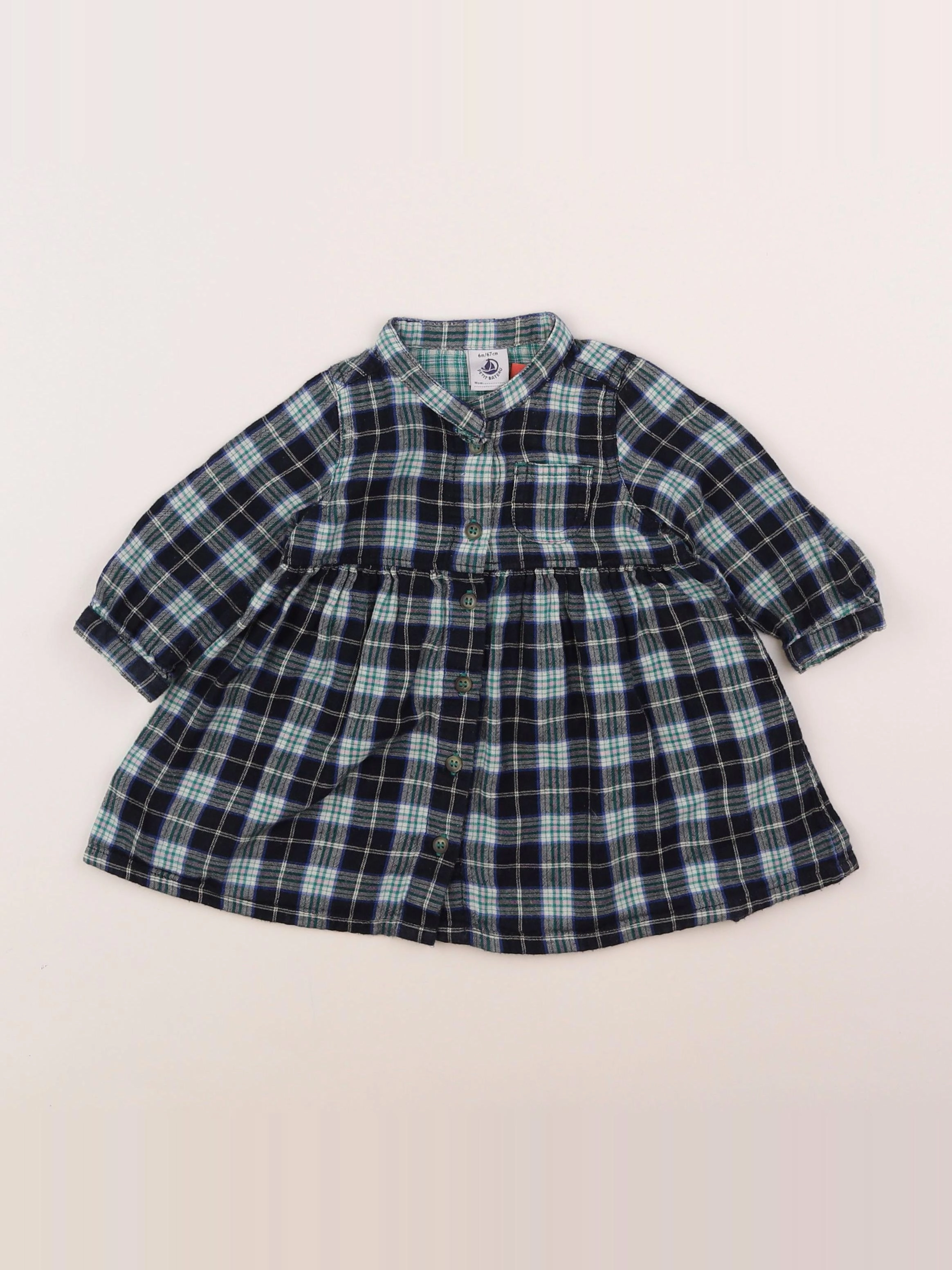Petit Bateau - robe bleu - 6 mois