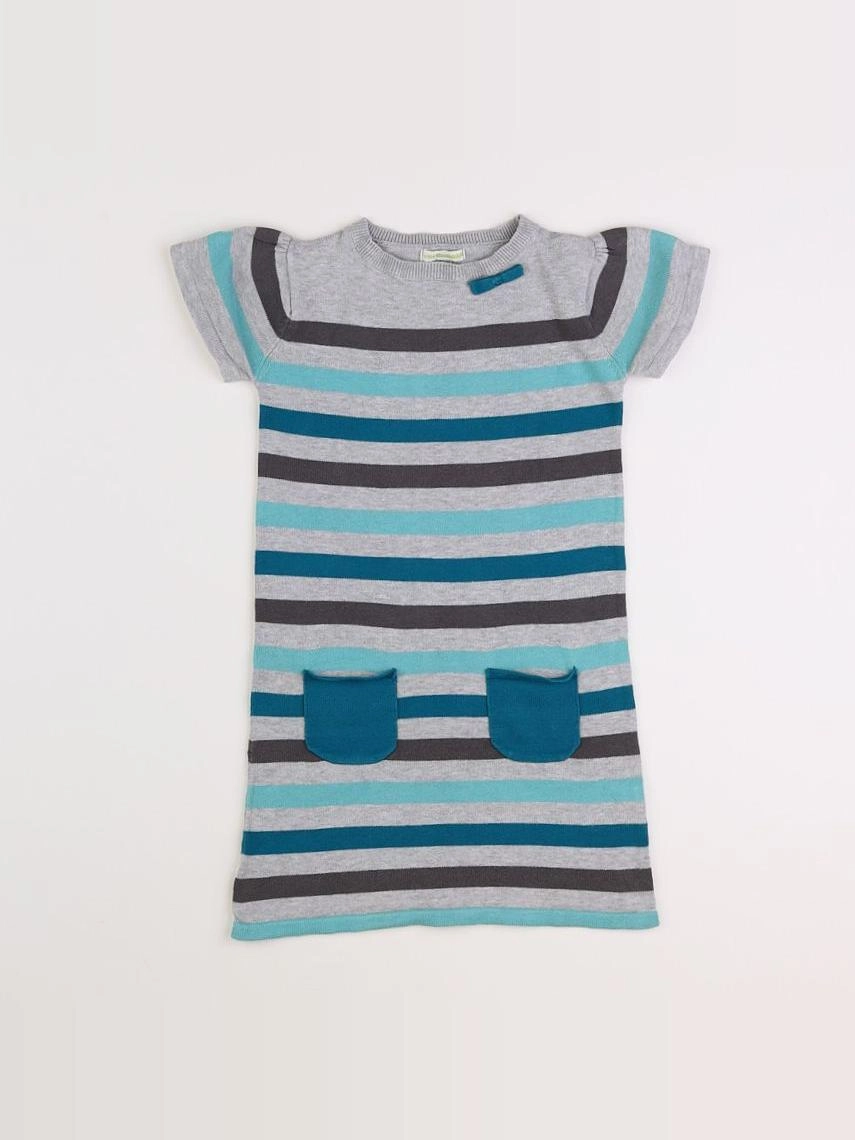 Vertbaudet - robe bleu, gris - 6 ans