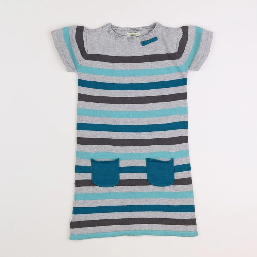 Vertbaudet - robe bleu, gris - 6 ans