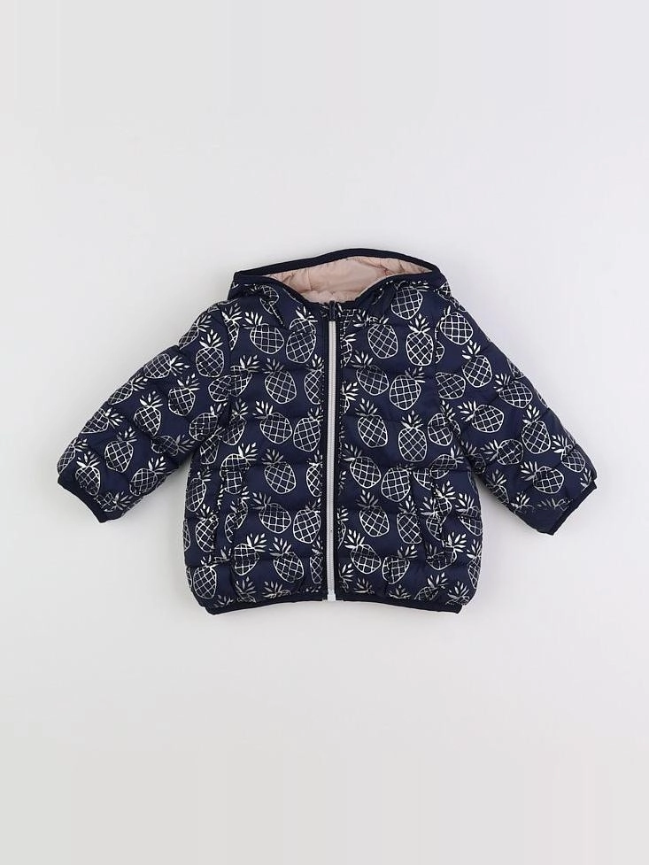 IKKS - doudoune réversible bleu, argent - 6 mois