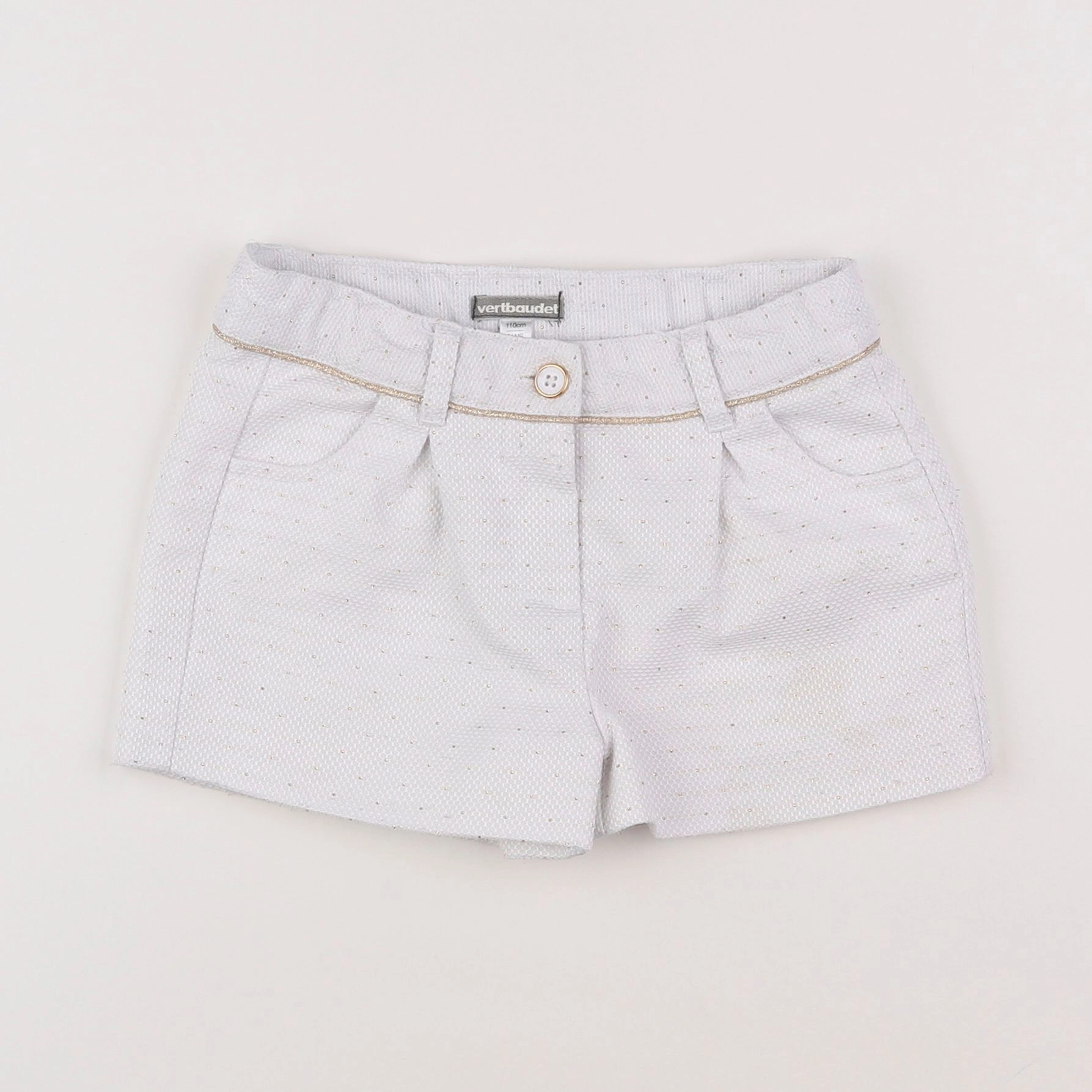 Vertbaudet - short blanc, or - 5 ans
