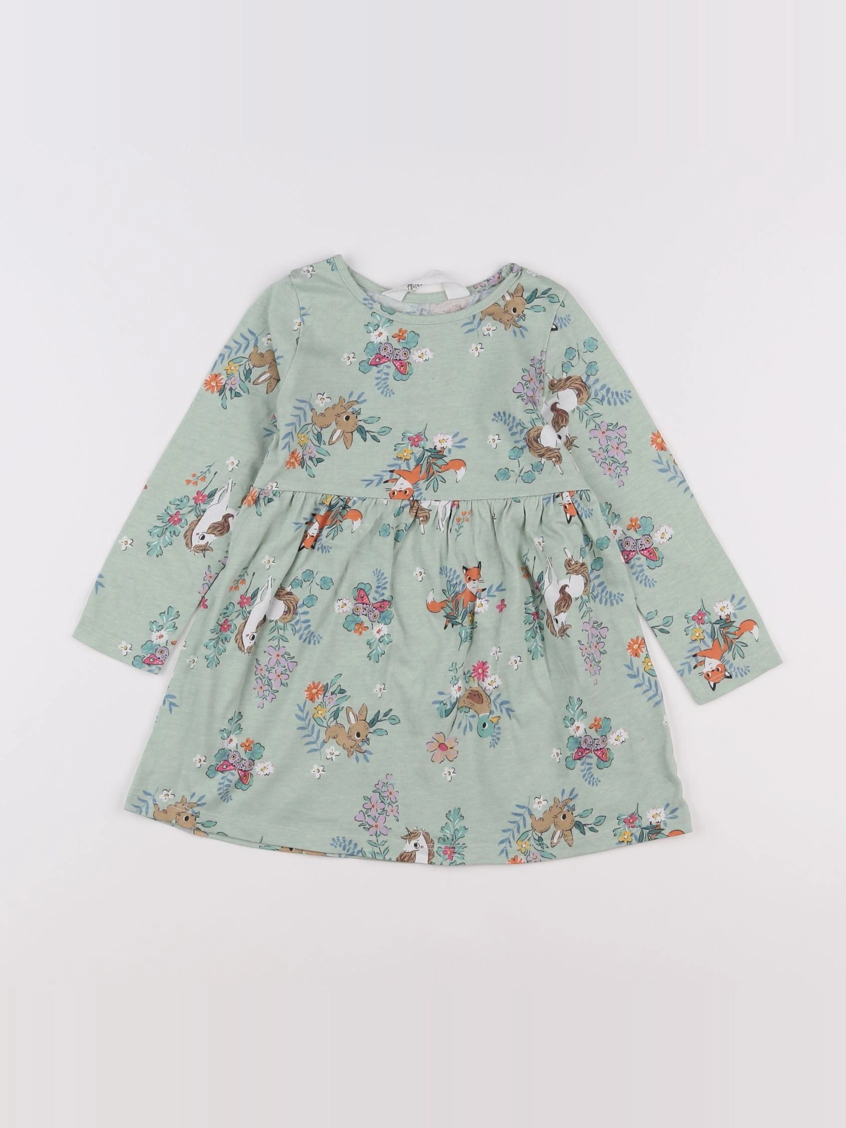 H&M - robe vert - 2 ans