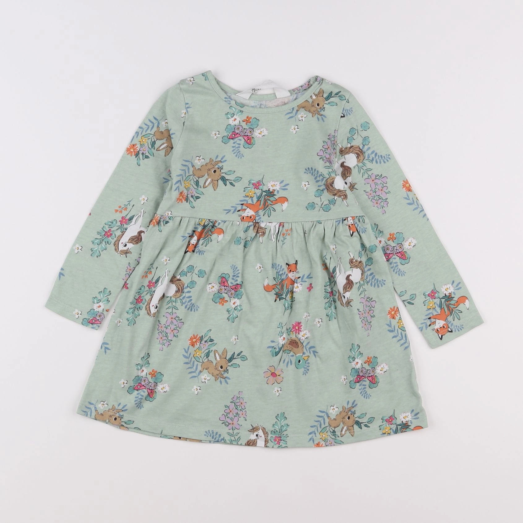 H&M - robe vert - 2 ans