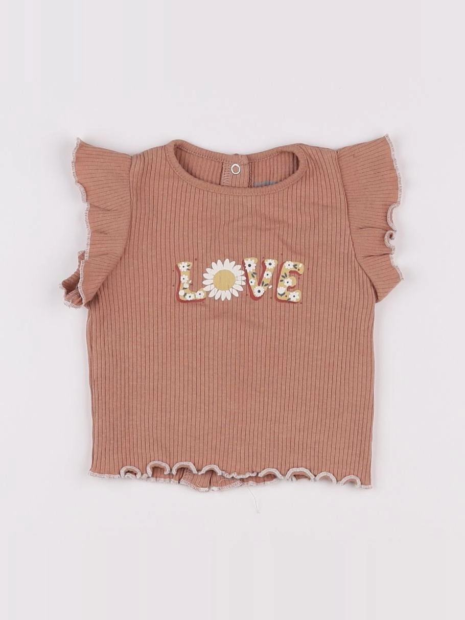 Vertbaudet - tee-shirt marron - 6 mois