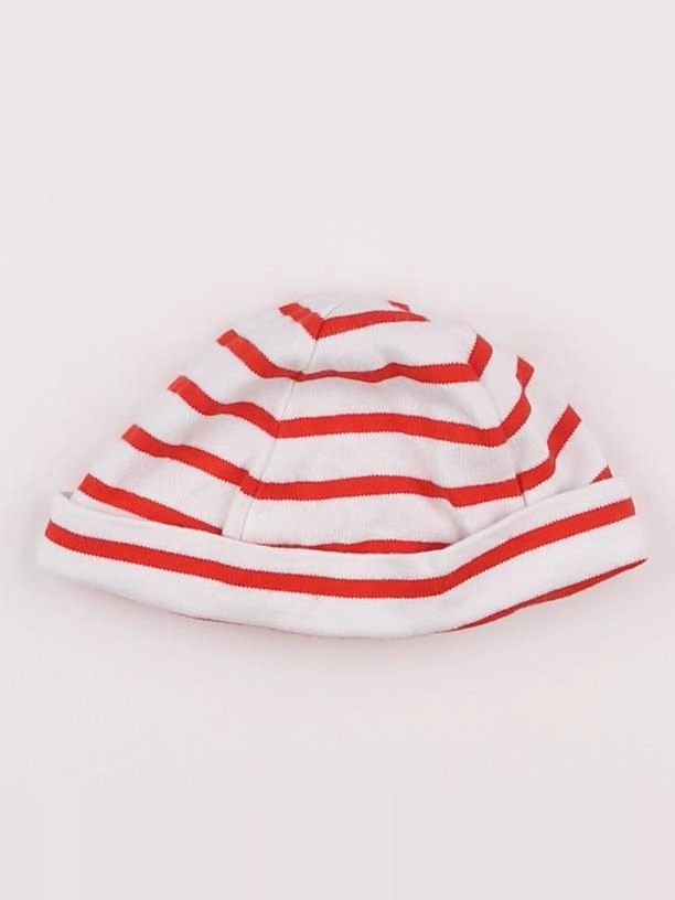 Petit Bateau - bonnet blanc, rouge - 12 mois