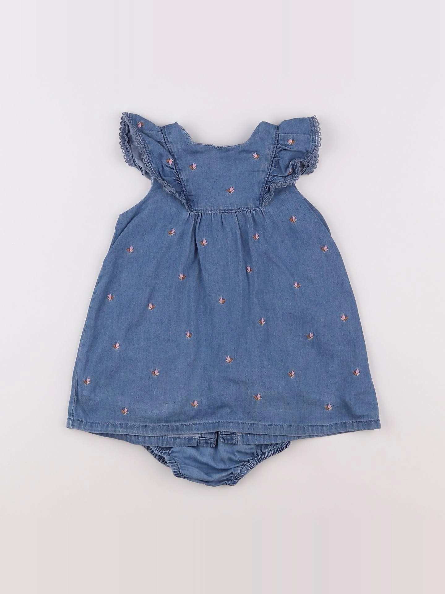Zara - robe bleu, rose - 9/12 mois