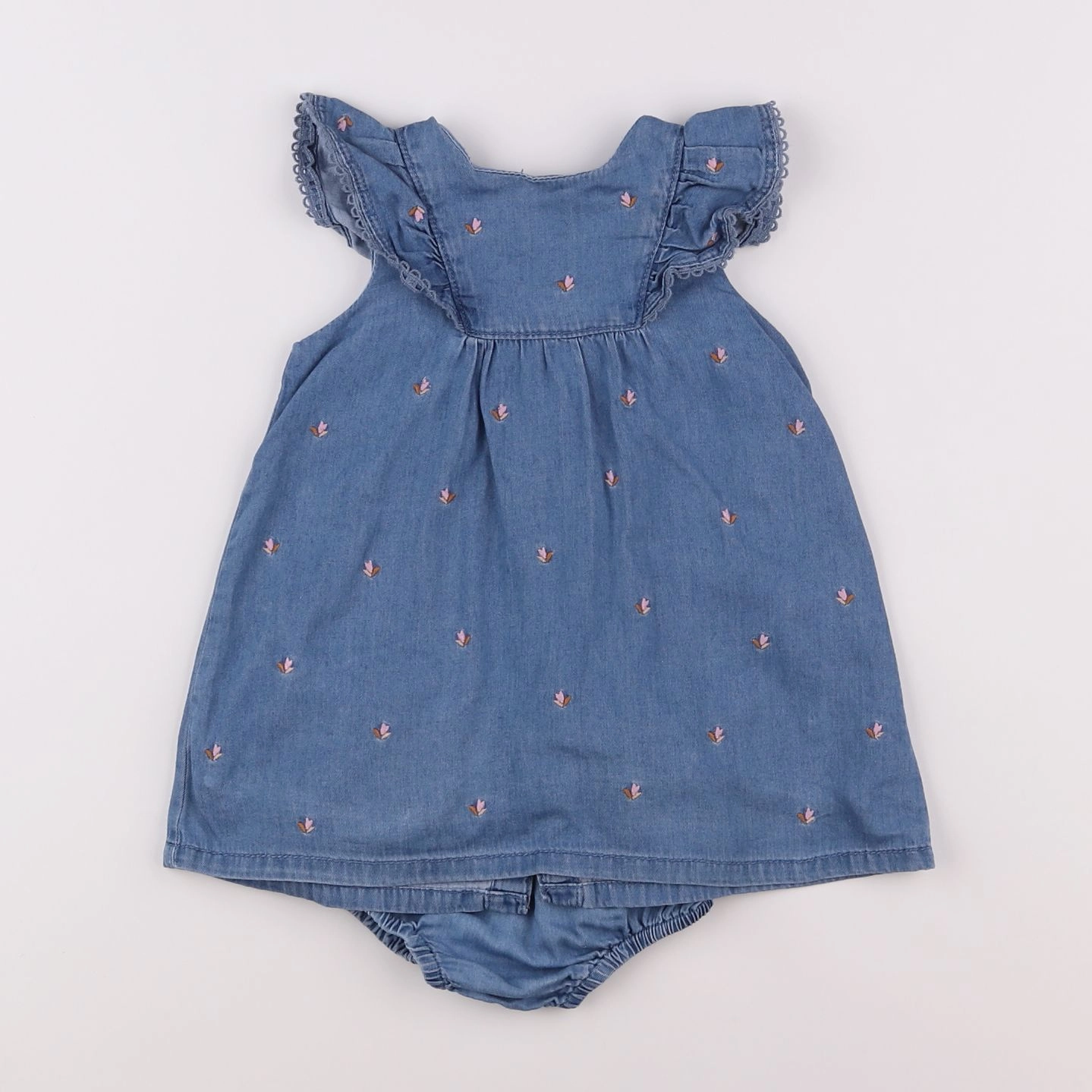 Zara - robe bleu, rose - 9/12 mois