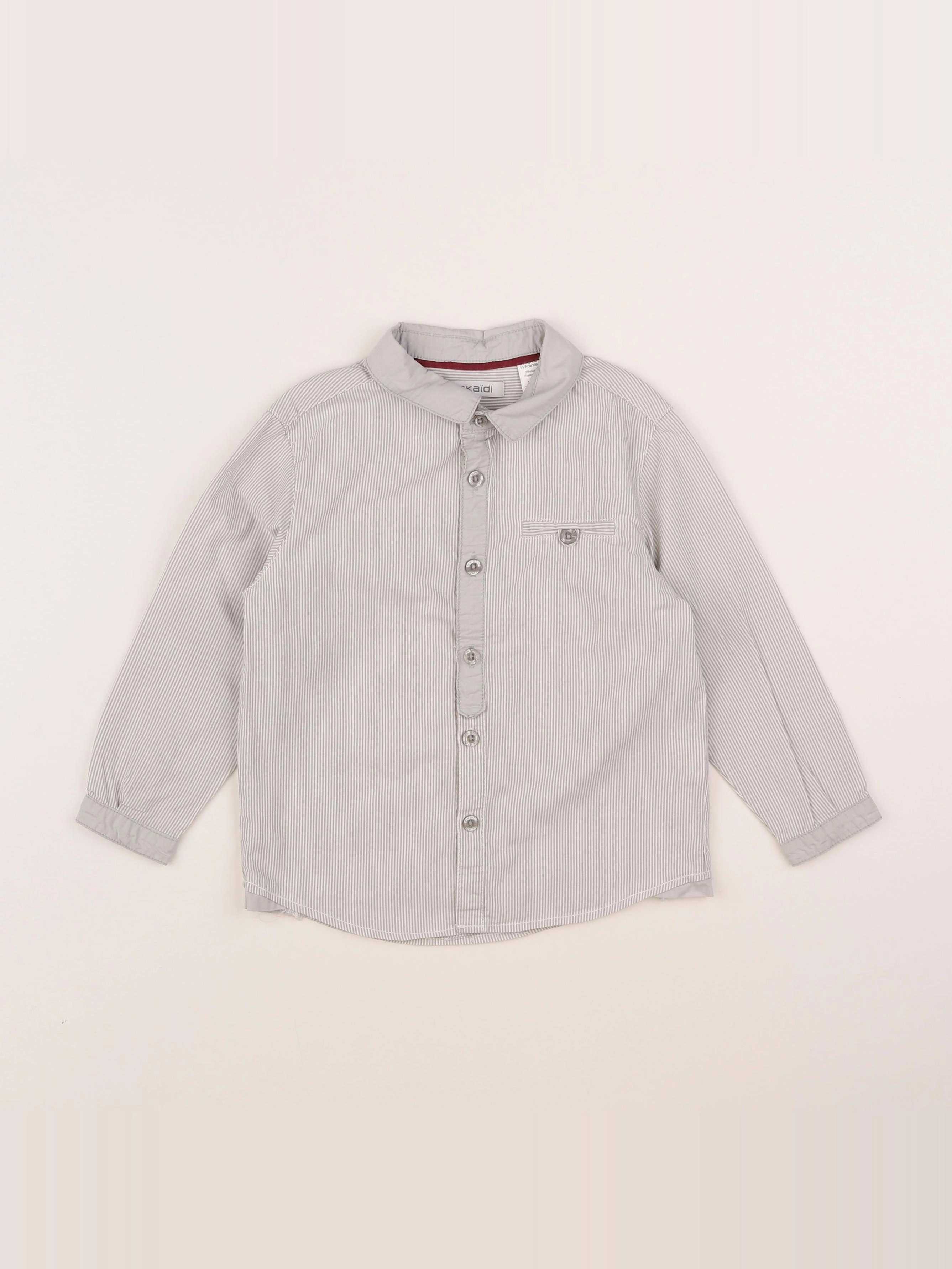 Okaidi - chemise gris, blanc - 3 ans