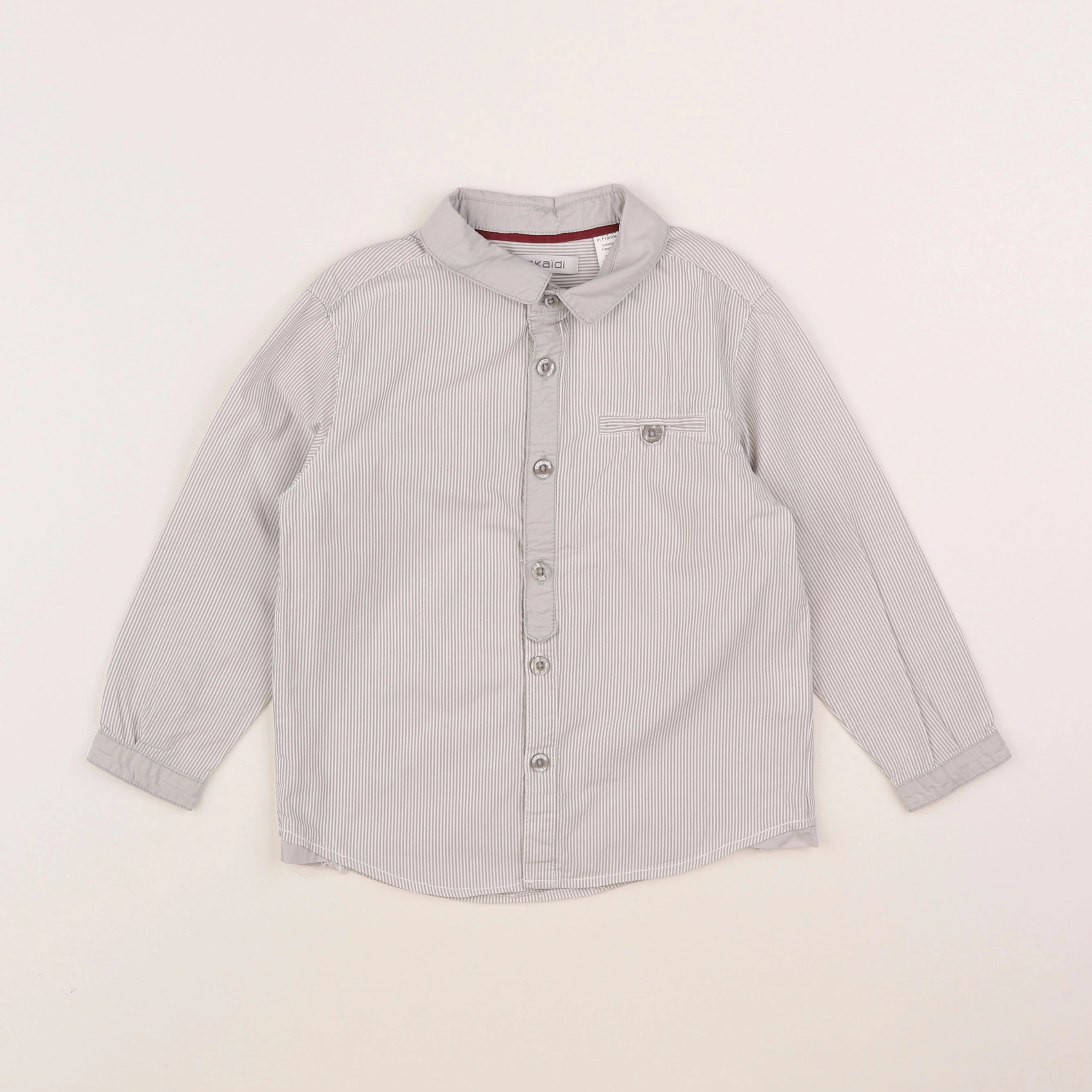 Okaidi - chemise gris, blanc - 3 ans