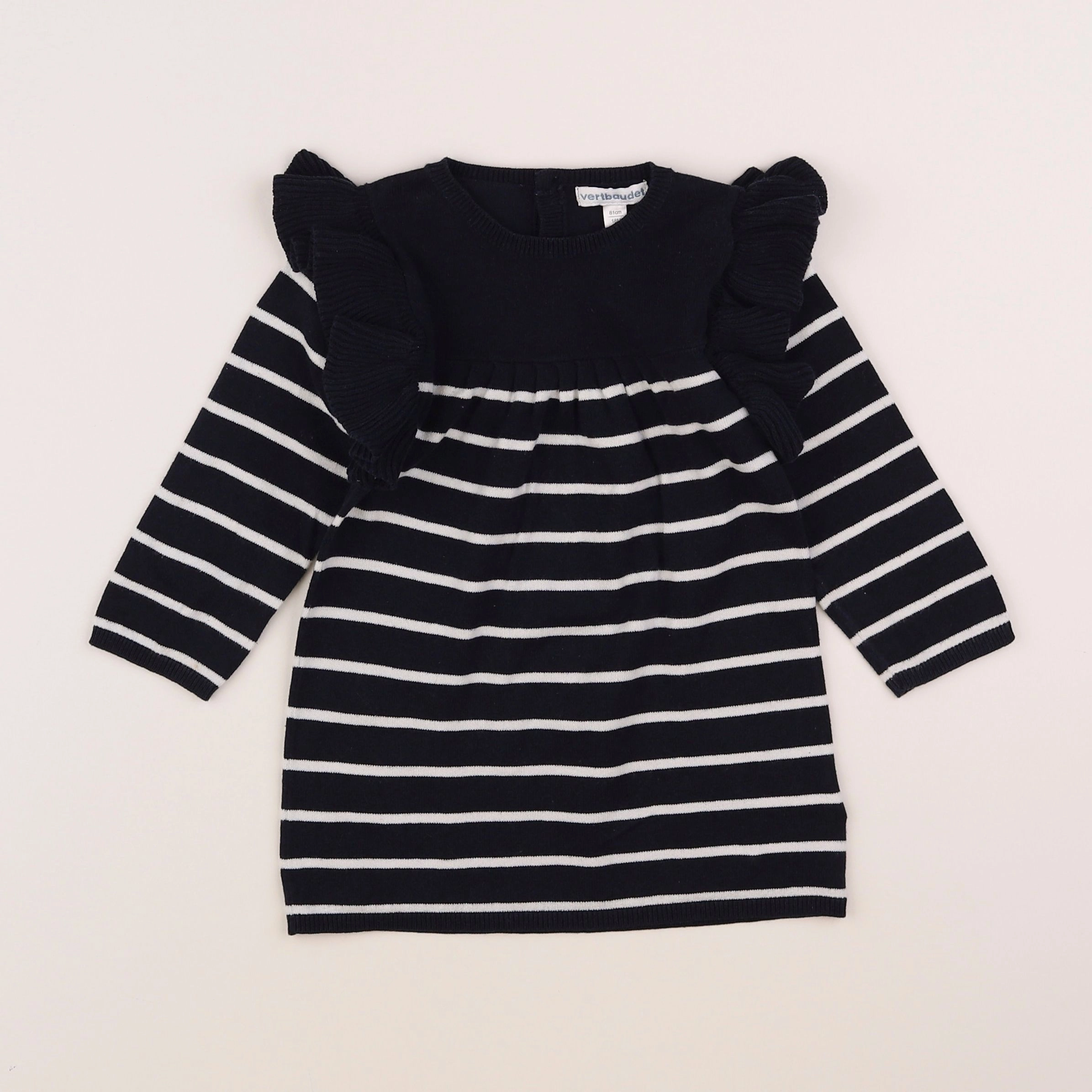 Vertbaudet - robe bleu, blanc - 18 mois
