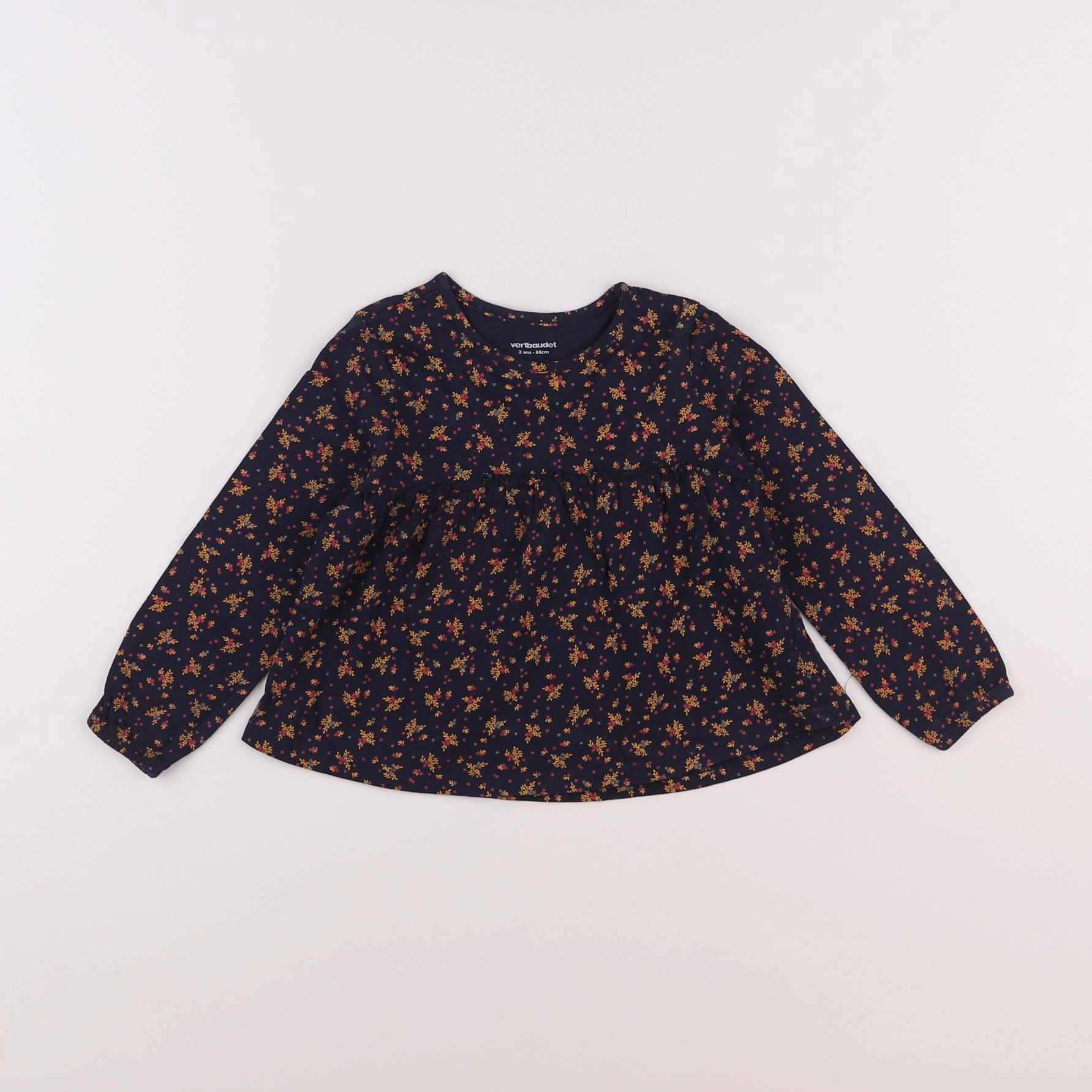 Vertbaudet - tee-shirt bleu, jaune - 2 ans