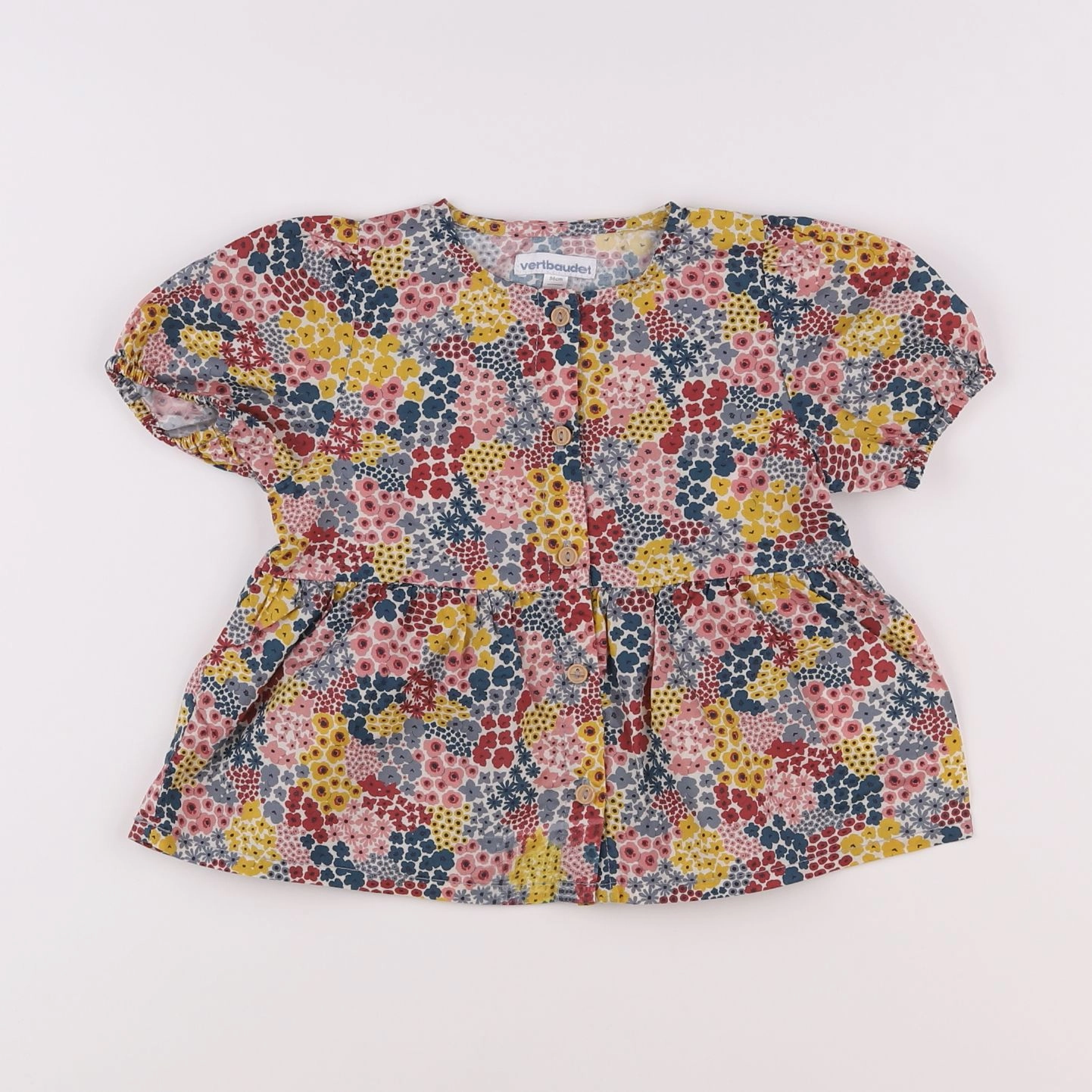 Vertbaudet - blouse jaune, rose - 2 ans